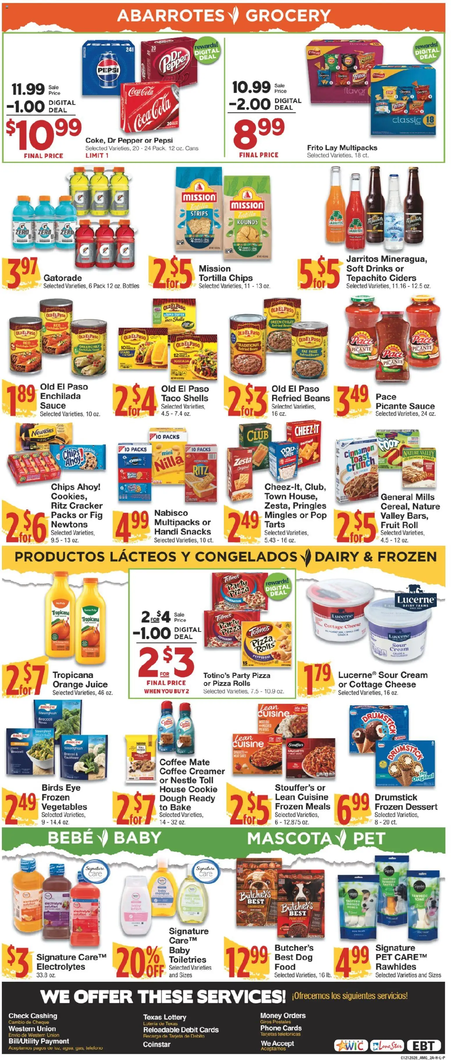 United Supermarkets Ad - valid from 20.01.2026 | Page: 2 | Products: Butter, Pizza, Juice, Cauliflower