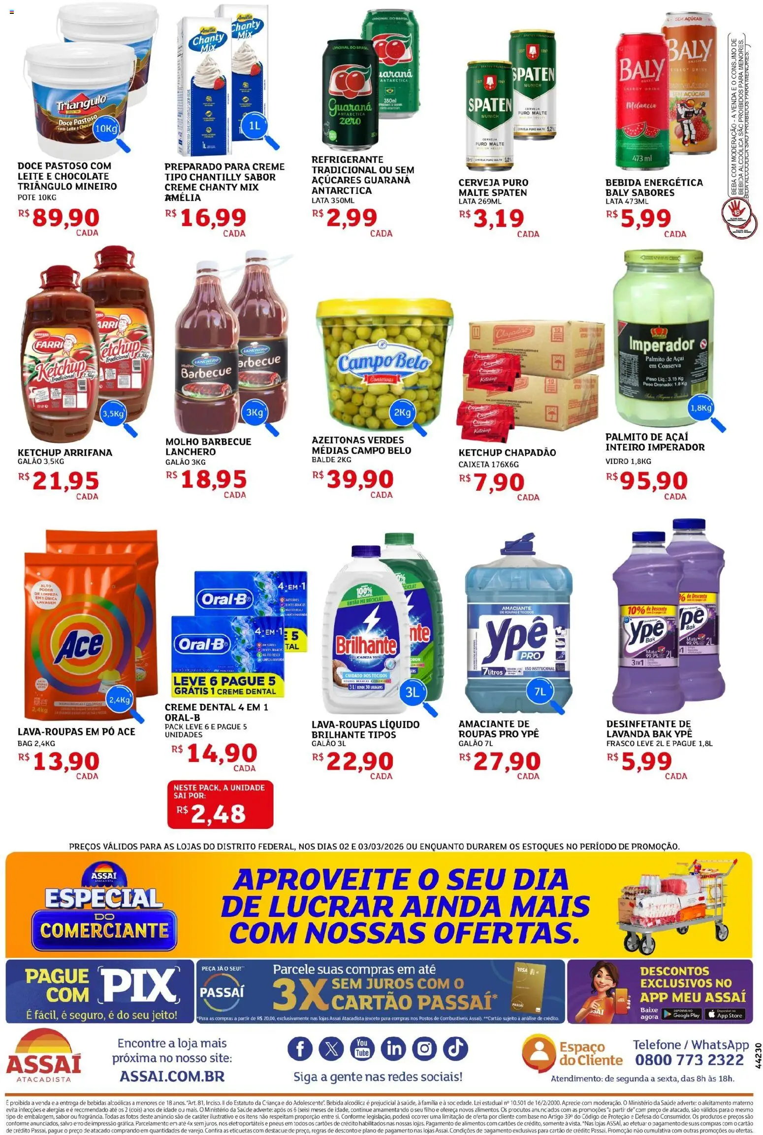 Assaí Atacadista Folheto - válido de 02.03.2026 | Página: 2 | Produtos: Azeitonas, Palmito, Chocolate, Cerveja