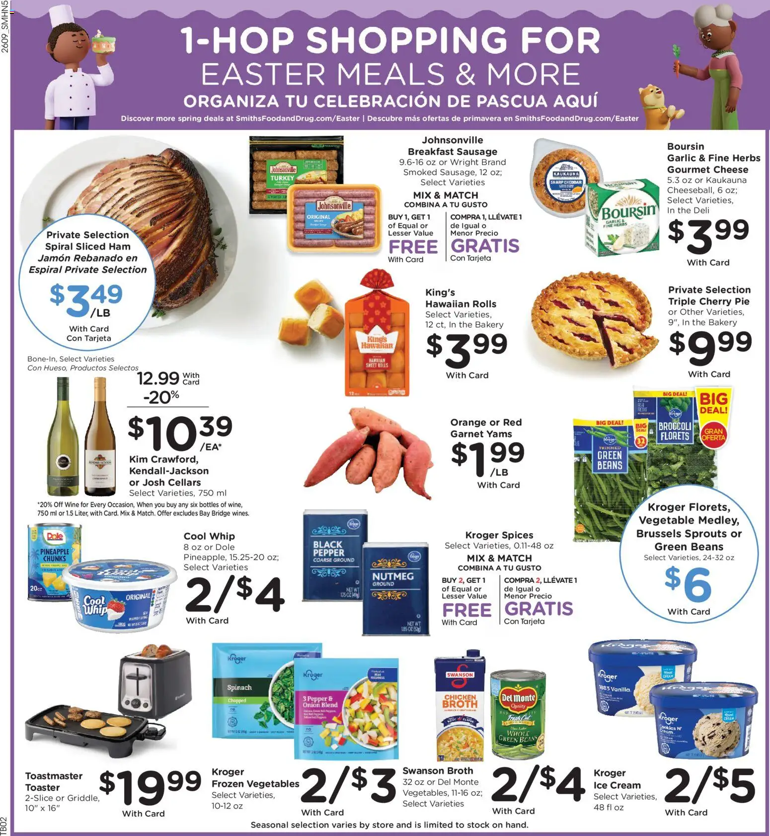 Smith's Weekly Ad - valid from 01.04.2026 | Page: 8 | Products: Toaster, Spinach, Ham, Vegetables