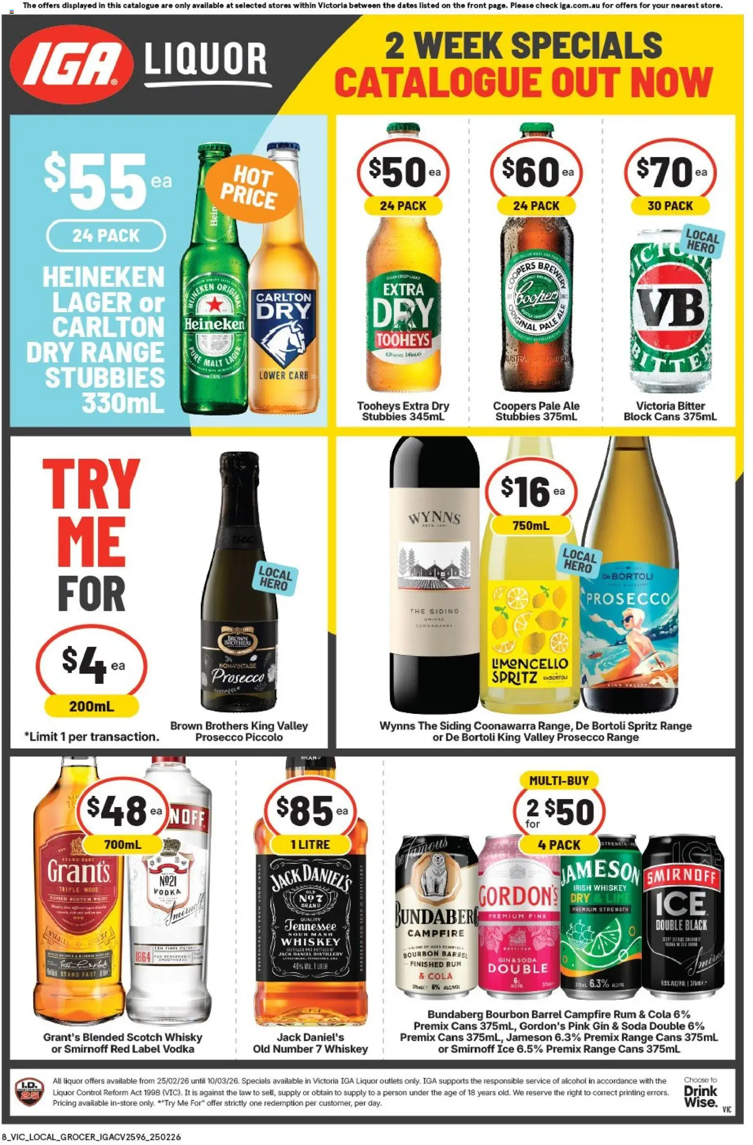 IGA catalogue - valid from 25.02.2026 | Page: 2 | Products: Bourbon, Vodka, Whiskey, Rum