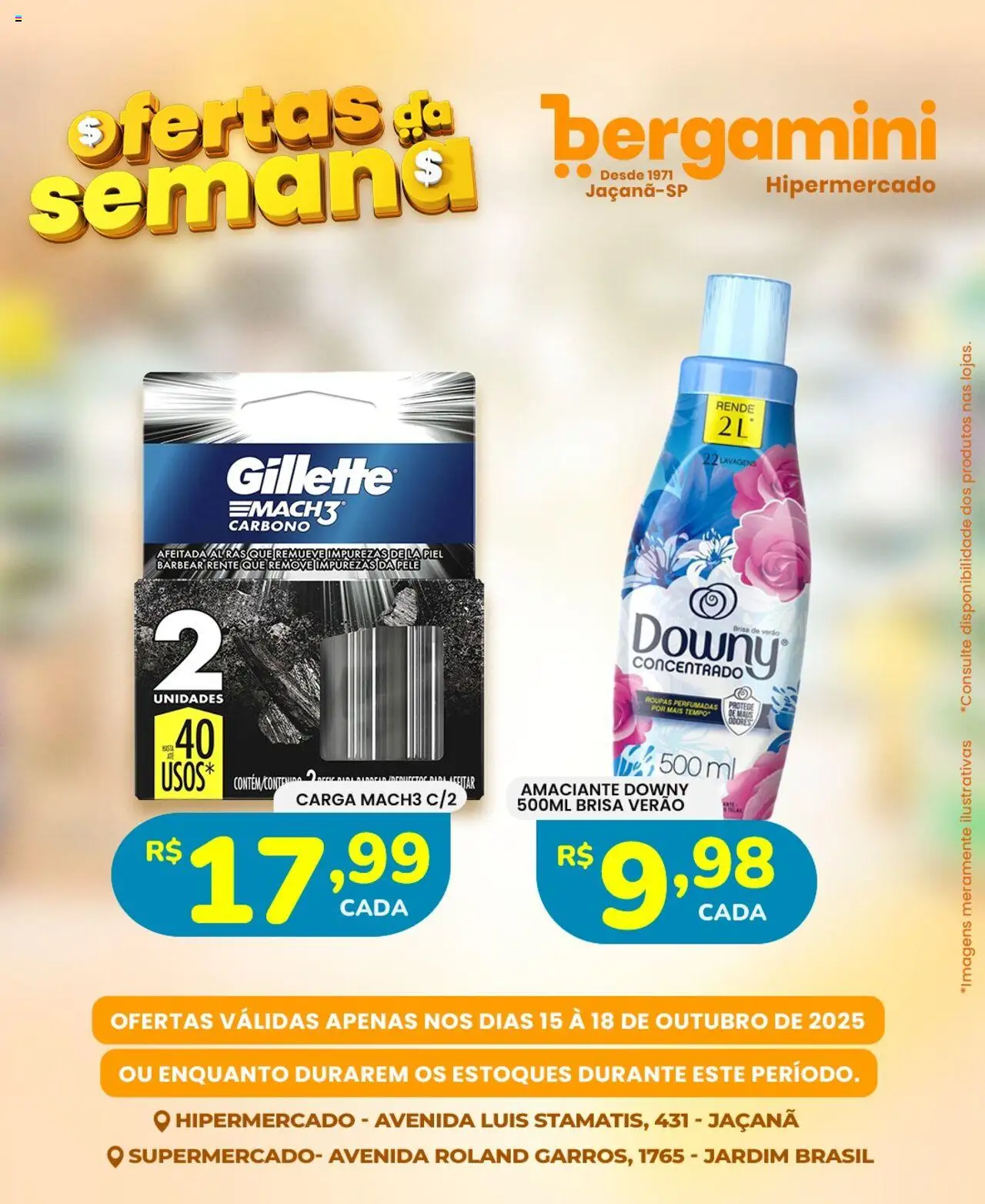 Supermercado Bergamini Folheto - válido de 15.10.2025 | Página: 19 | Produtos: Amaciante downy, Roupas, Amaciante
