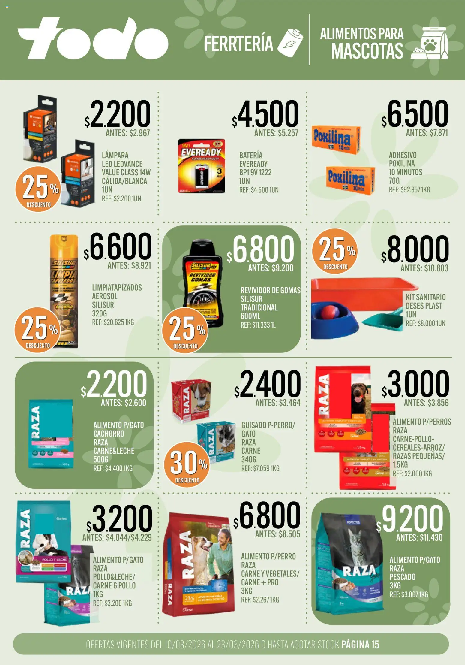 Supermercados TODO - Ofertas │ válido desde el 10.03.2026 | Página: 15 | Productos: Pollo, Batería, Pescado, Lámpara