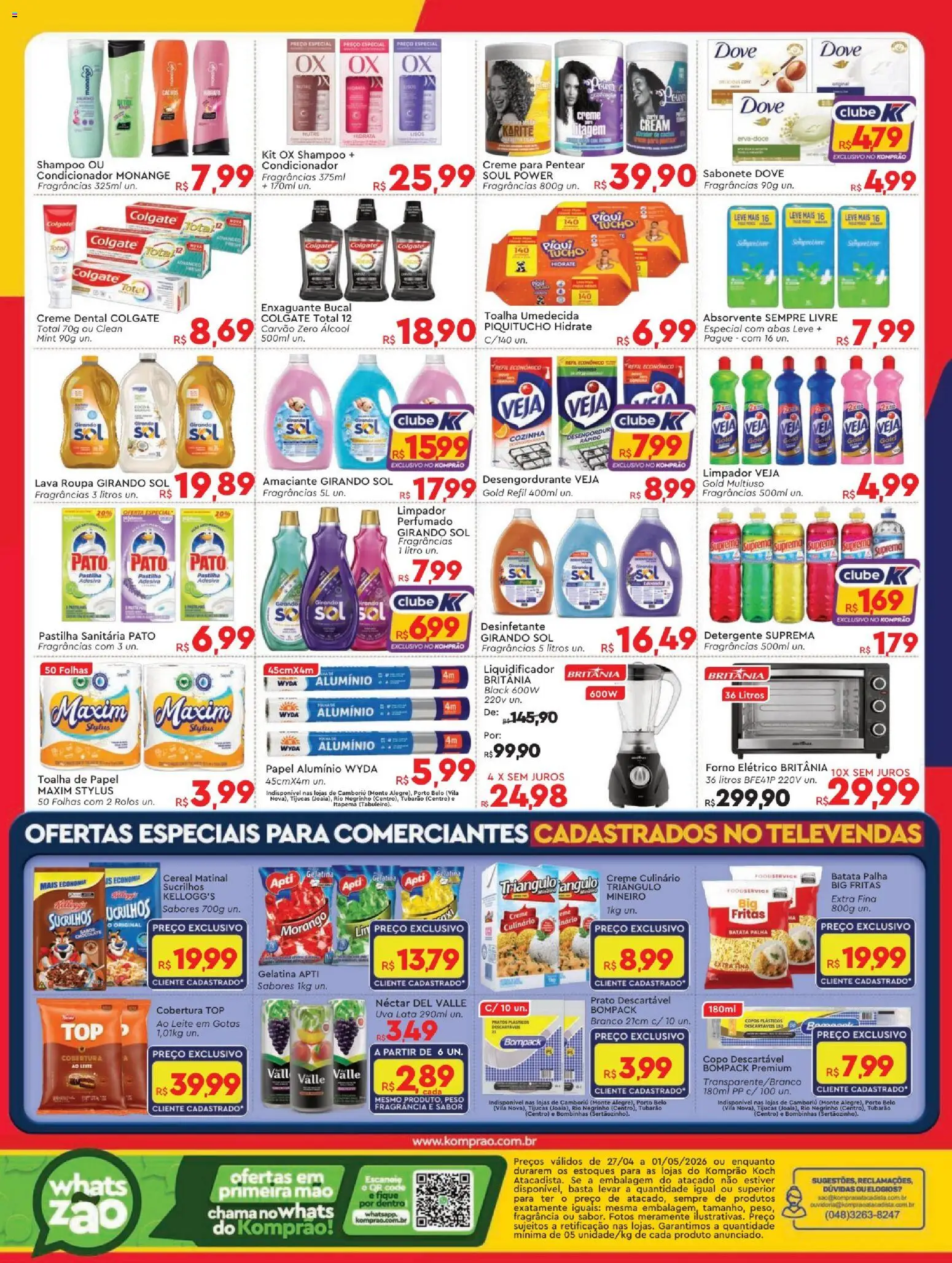 Komprao Atacadista Folheto - válido de 27.04.2026 | Página: 4 | Produtos: Fragrância, Girando sol, Absorvente, Amaciante