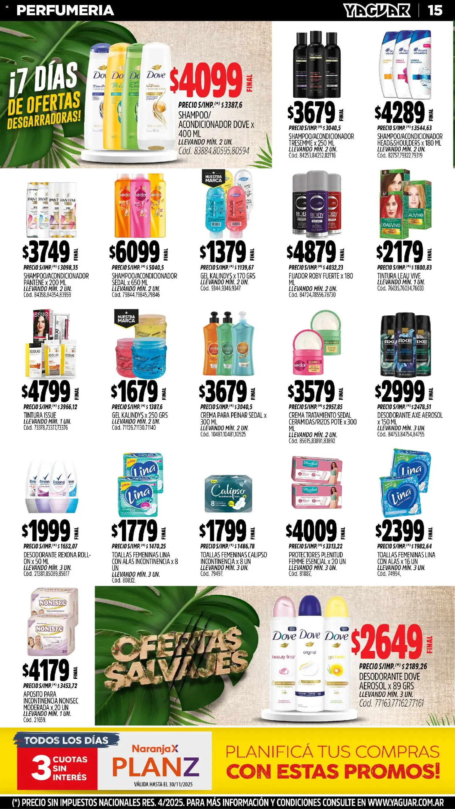 Yaguar - Mendoza │ válido desde el 10.11.2025 | Página: 16 | Productos: Toallas, Fijador, Desodorante, Crema