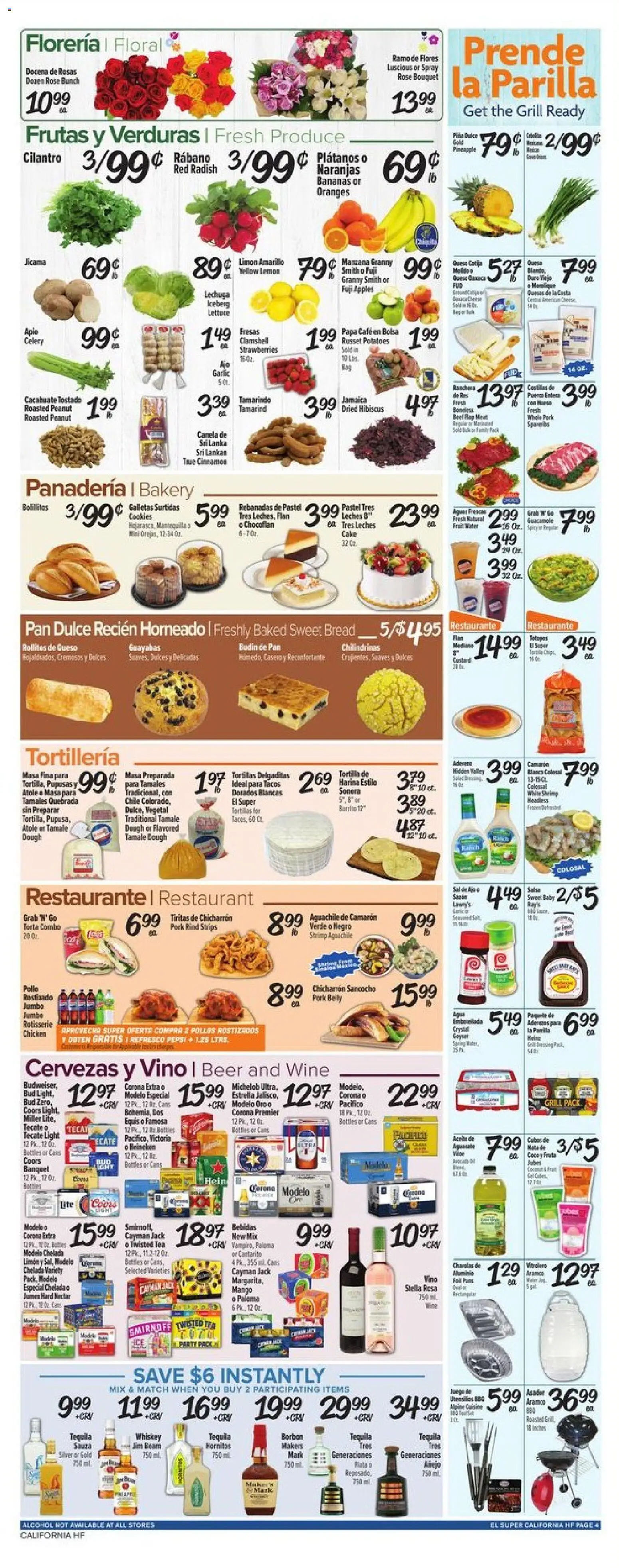 El Super Weekly Ad - CA - valid from 08.04.2026 | Page: 4 | Products: Wine, Pork, Oranges, Grill