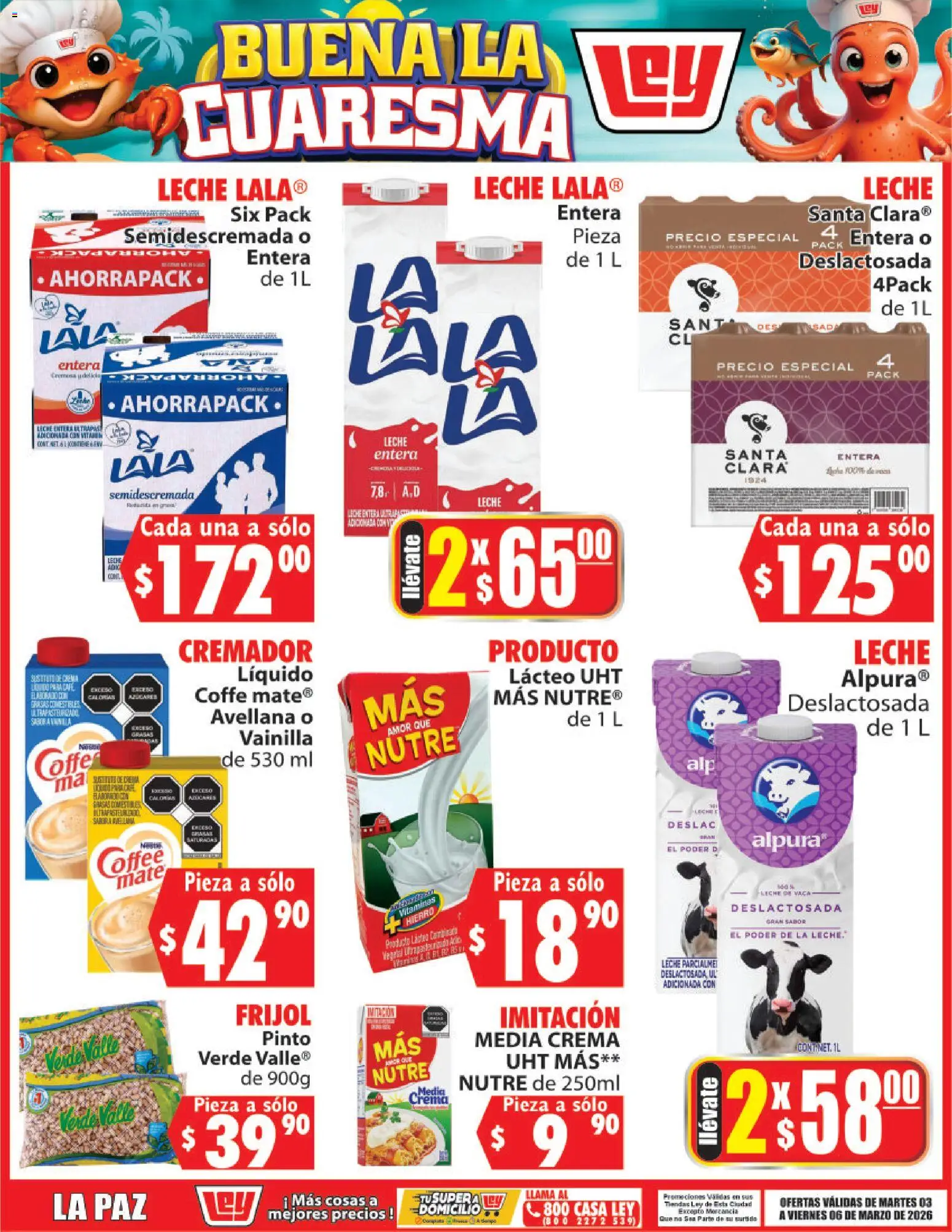 Nuevas ofertas de Casa Ley válidas en toda la República Mexicana desde el 03.03.2026. ¡Encuentra las mejores ofertas en Casa Ley folleto Buena la Cuaresma! | Página: 3 | Productos: Crema, Leche, Vitaminas