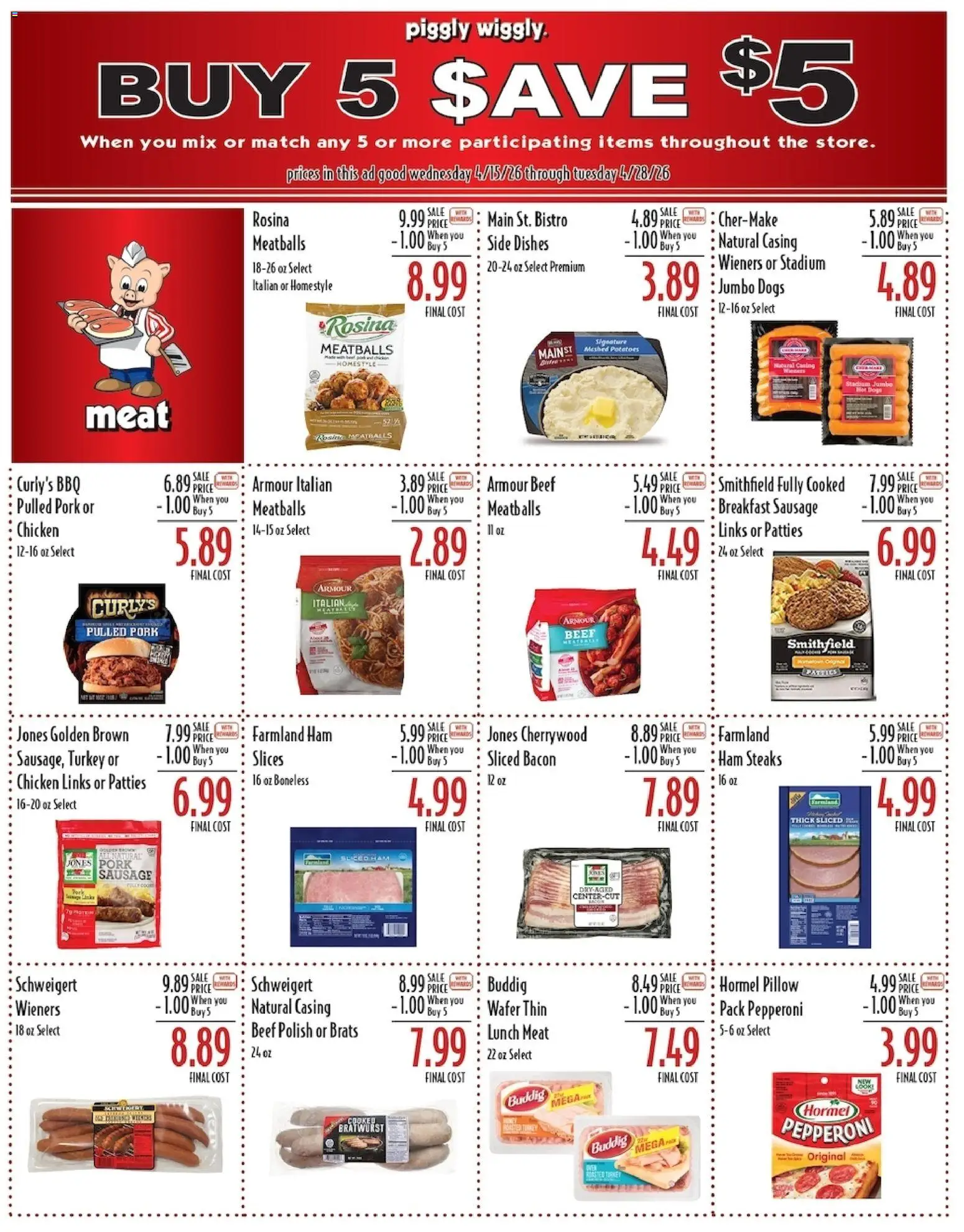 Piggly Wiggly Weekly Ad - valid from 22.04.2026 | Page: 10 | Products: Pillow, Ham, Potatoes, Oven