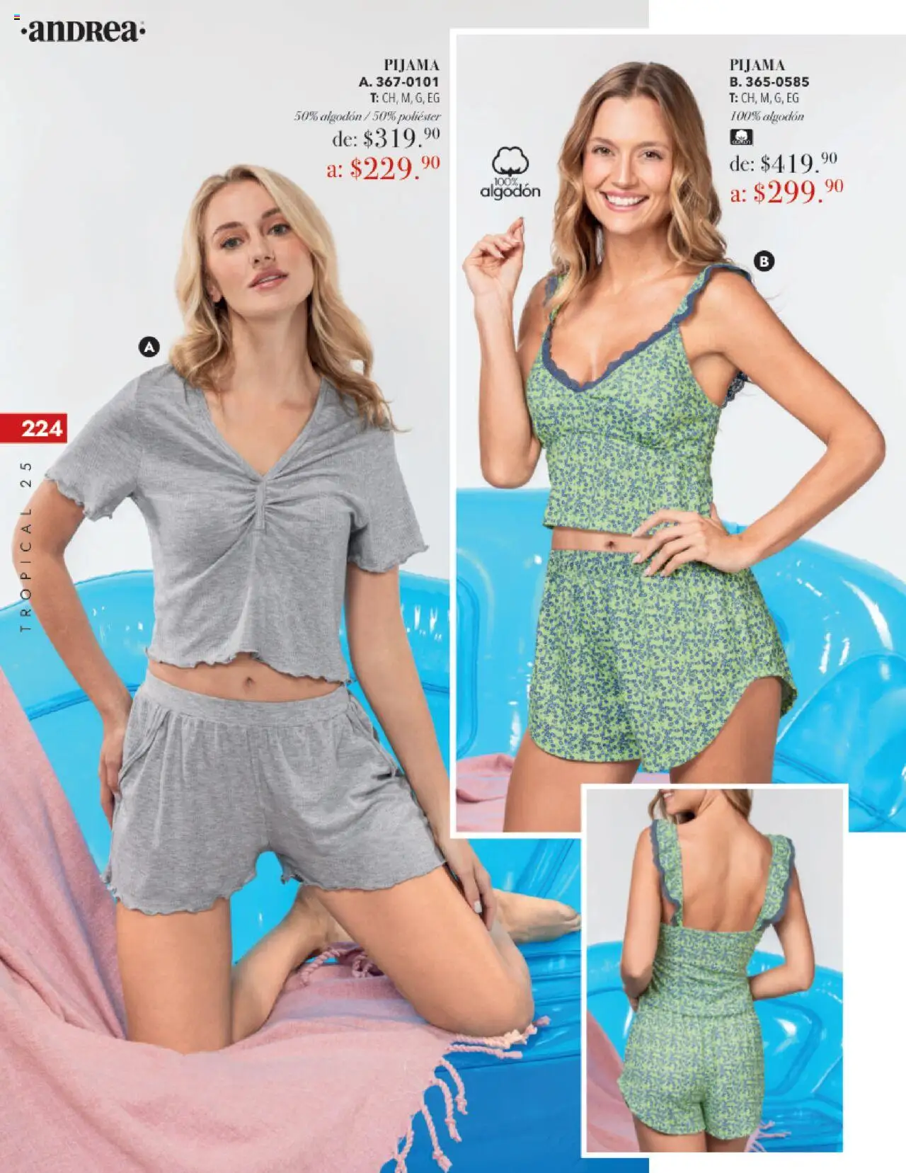 Nuevas ofertas de Andrea válidas en toda la República Mexicana desde el 17.08.2025. ¡Encuentra las mejores ofertas en Andrea - Catálogo Tropical Otoño / Invierno! | Página: 224 | Productos: Pijama, Algodón