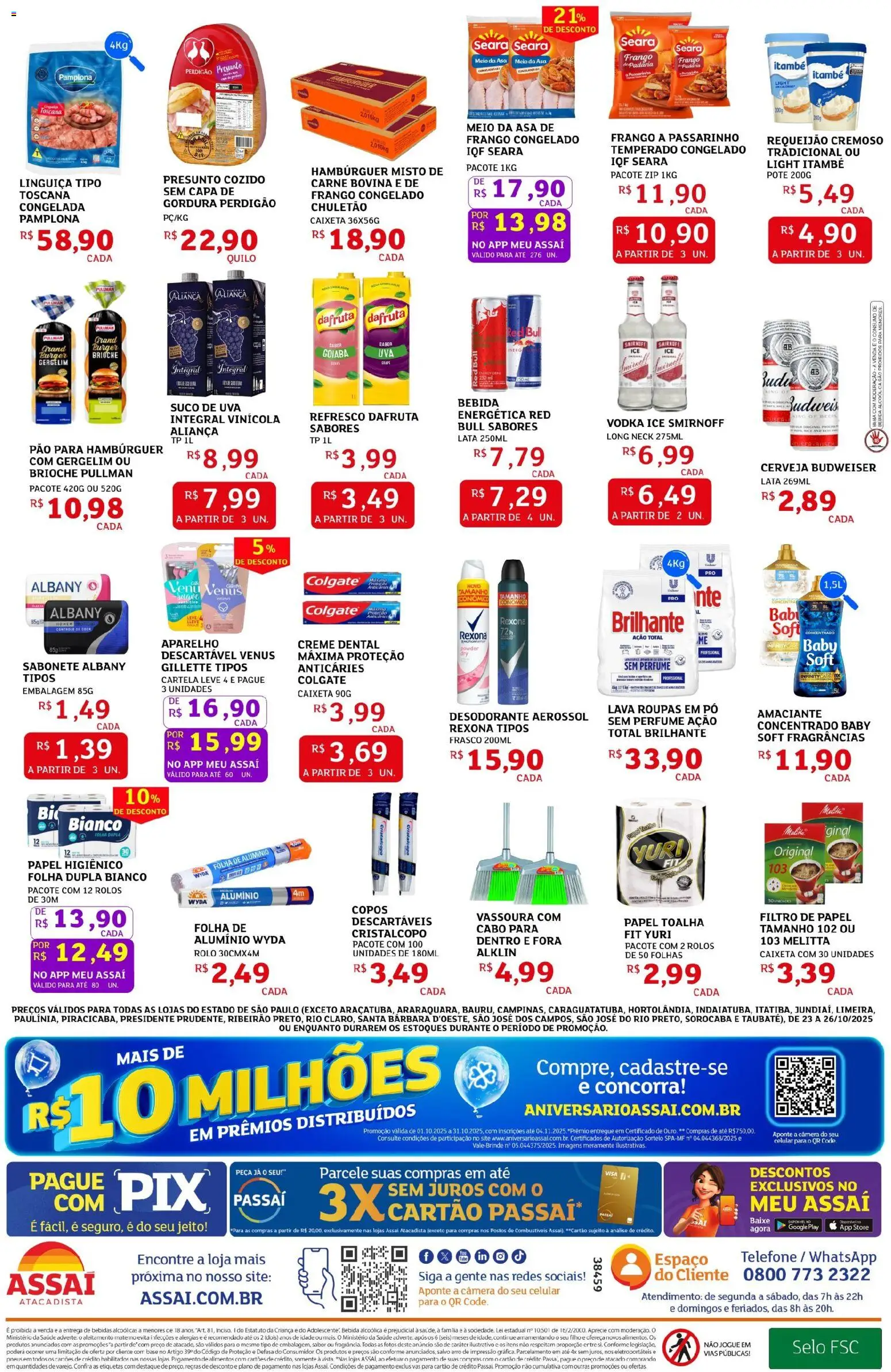 Assaí Atacadista Folheto - válido de 23.10.2025 | Página: 2 | Produtos: Pneus, Creme dental, Papel higiênico, Amaciante