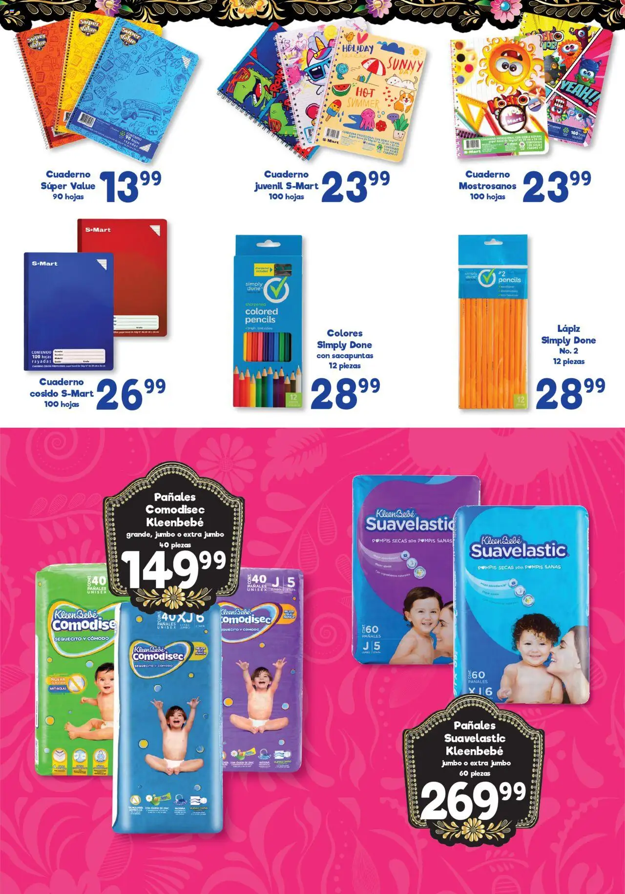 Nuevas ofertas de S-Mart válidas en toda la República Mexicana desde el 22.08.2025. ¡Encuentra las mejores ofertas en S-Mart - Folleto de Feria - Reynosa (y Rio Bravo)! | Página: 5 | Productos: Sacapuntas, Cuadro, Cuaderno, Pañales