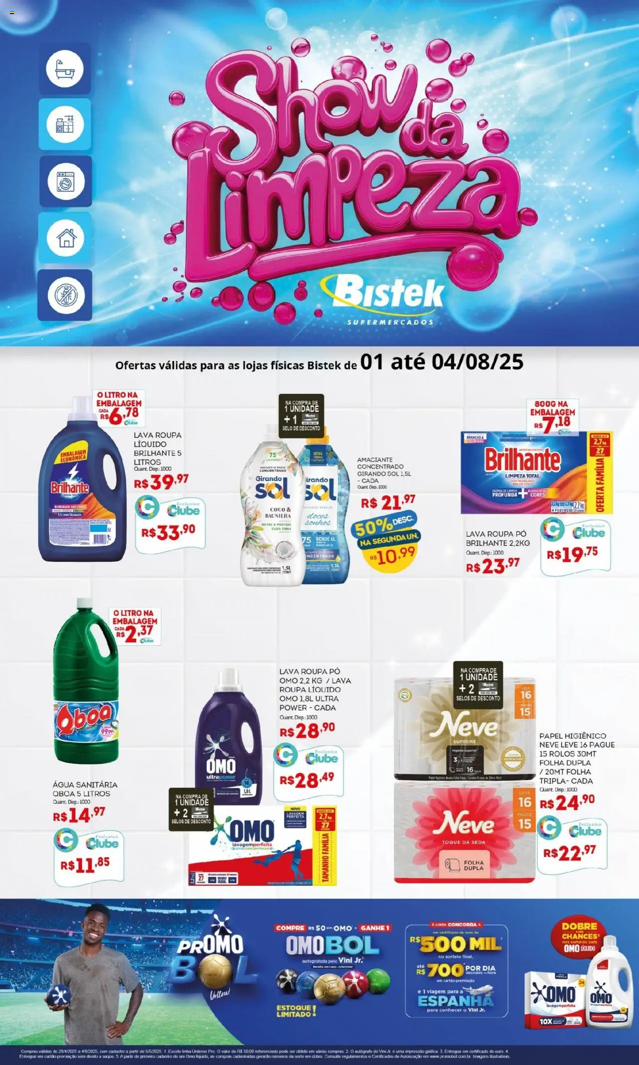 Bistek Supermercados Folheto - válido de 01.08.2025 | Página: 1 | Produtos: Coco, Pó, Omo líquido, Água sanitária