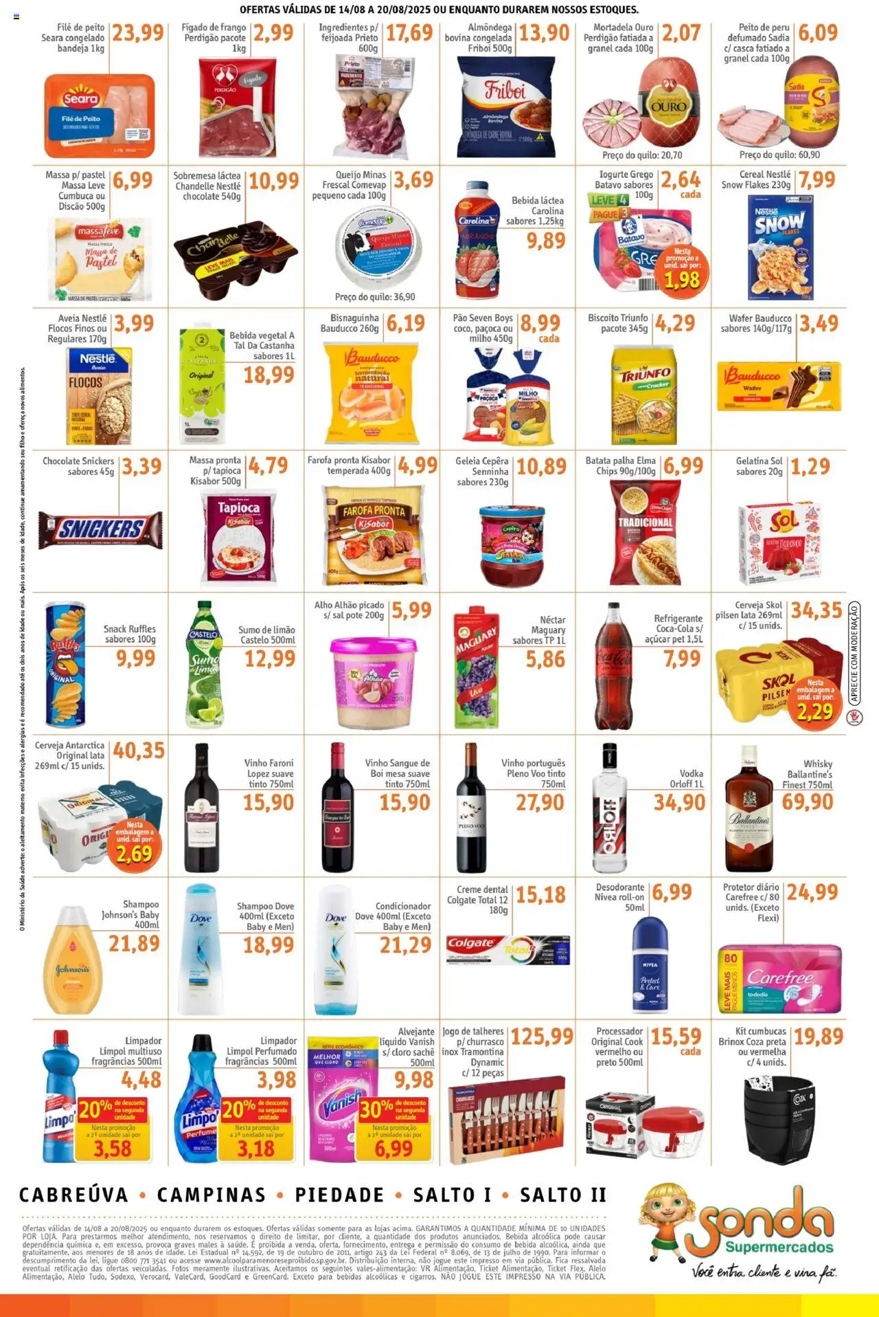 Sonda Folheto - válido de 14.08.2025 | Página: 2 | Produtos: Queijo, Iogurte, Chocolate, Cerveja