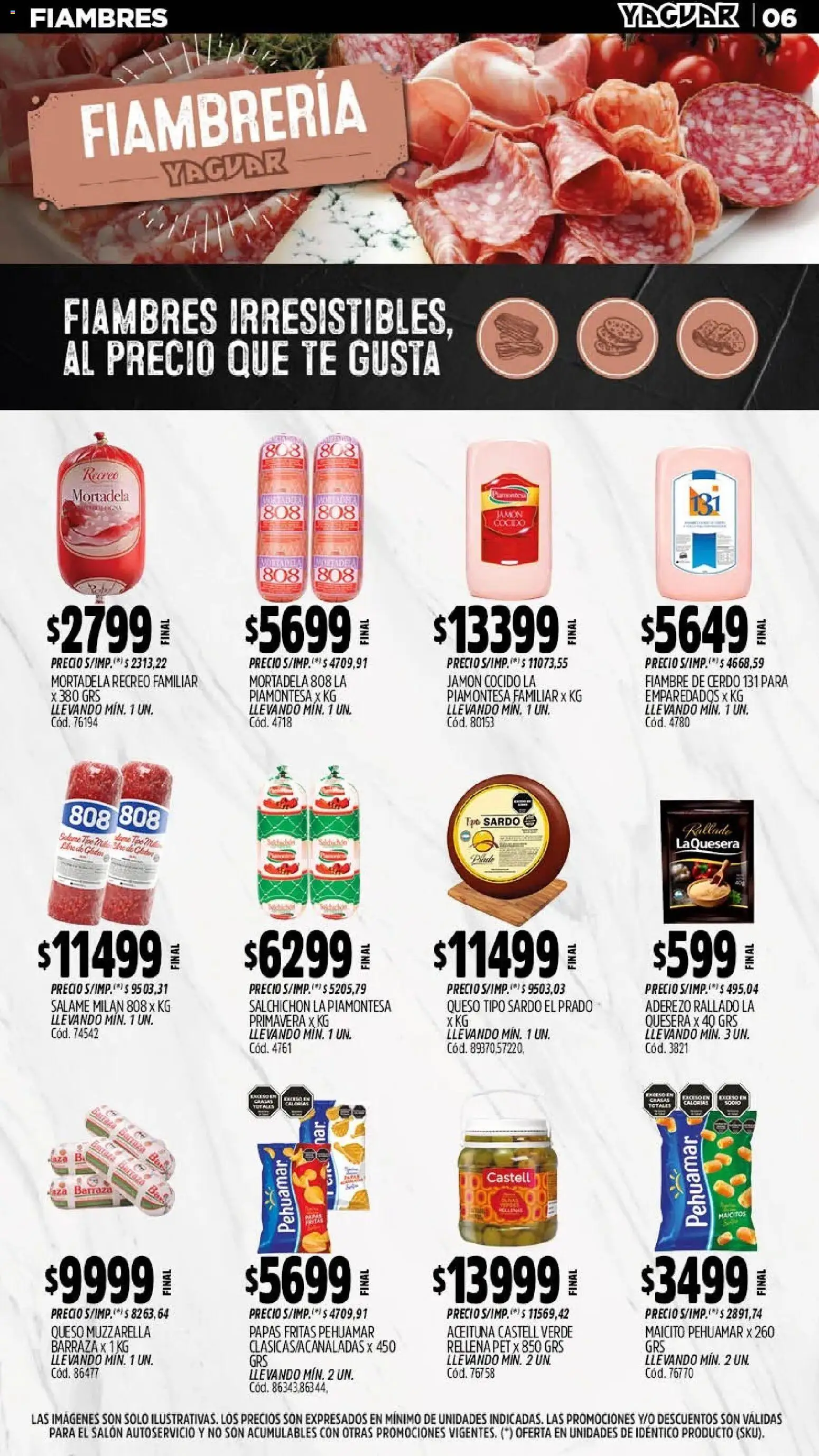 Yaguar - Oferta Semanal Misiones │ válido desde el 20.04.2026 | Página: 6 | Productos: Mortadela, Queso, Jamón, Cerdo