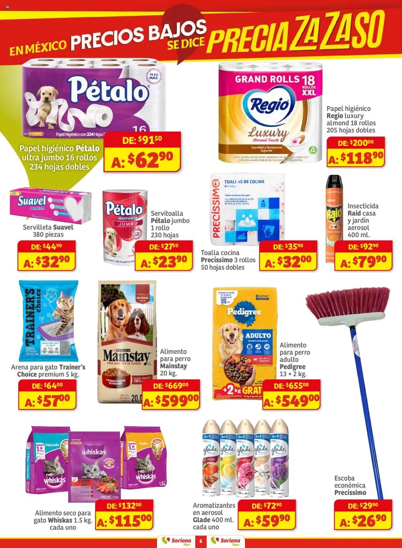 Nuevas ofertas de Soriana válidas en toda la República Mexicana desde el 01.08.2025. ¡Encuentra las mejores ofertas en Soriana - Preciazazaso Súper Valle de México! | Página: 6 | Productos: Pollo, Toalla, Papel higiénico, Té