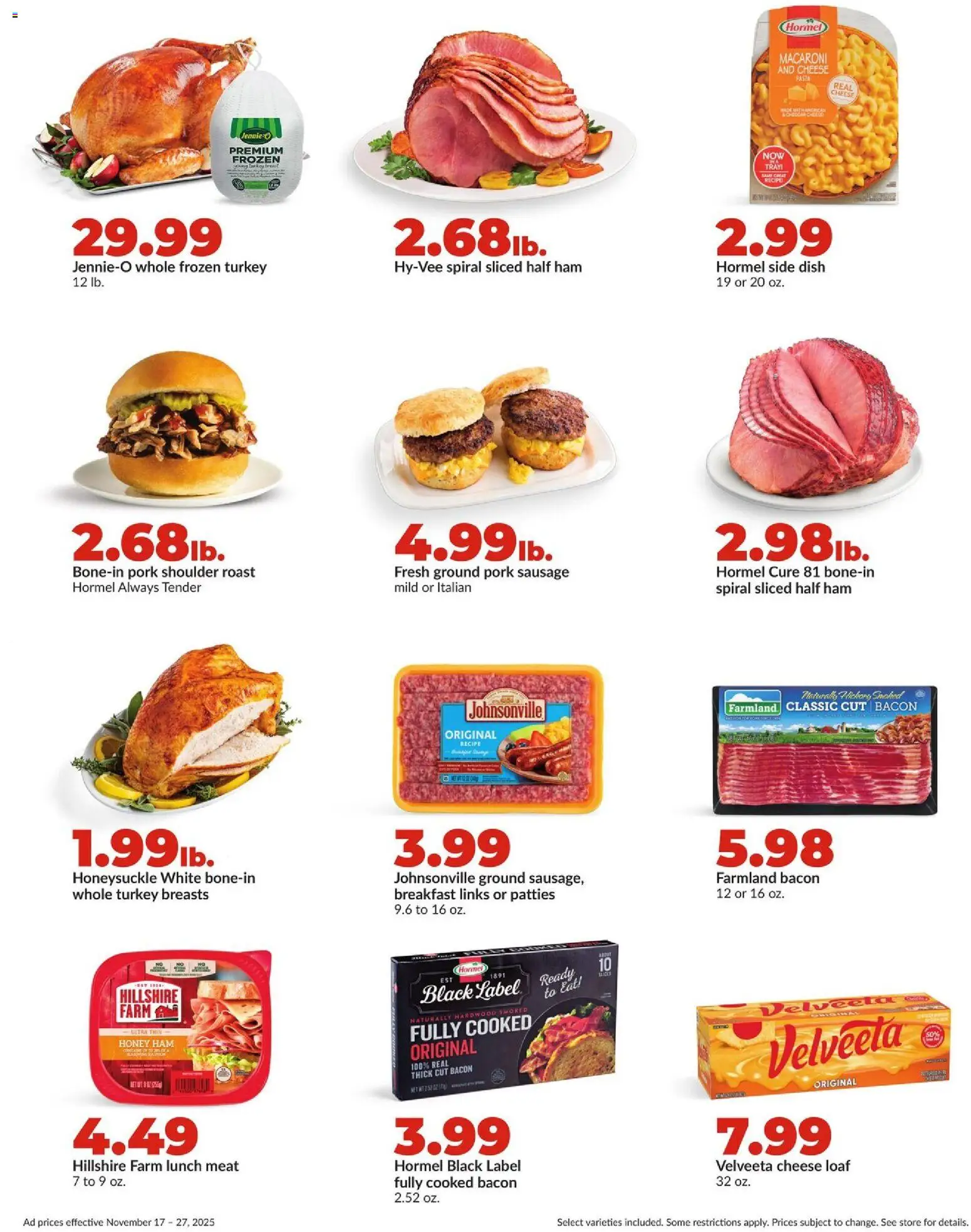 HyVee Weekly Ad - valid from 17.11.2025 | Page: 21 | Products: Cheese, Ham, Pork, Sausage