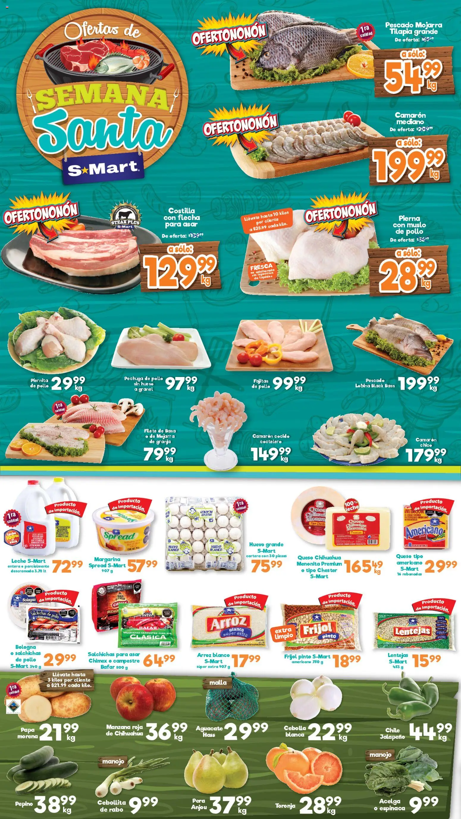 Nuevas ofertas de S-Mart válidas en toda la República Mexicana desde el 04.04.2026. ¡Encuentra las mejores ofertas en S-Mart folleto Nuevo Laredo! | Página: 1 | Productos: Pera, Huevo, Espinaca, Malla
