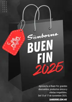 Vista previa de Sanborns Buen Fin aviso, nuevo folleto de la tienda, válido en México a partir del 13.11.2025