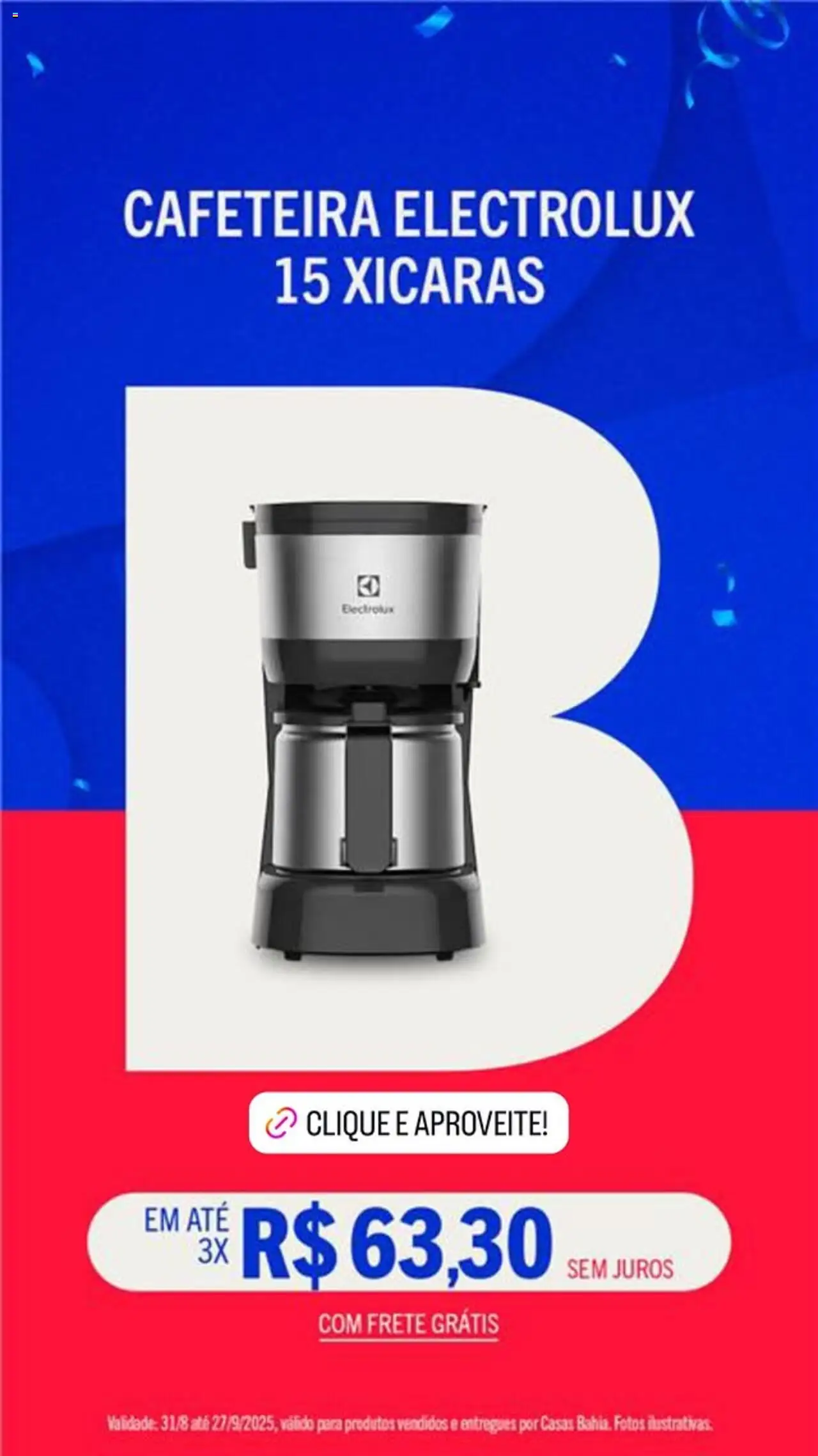 Casas Bahia Folheto - válido de 31.08.2025 | Página: 9 | Produtos: Cafeteira, Xícaras