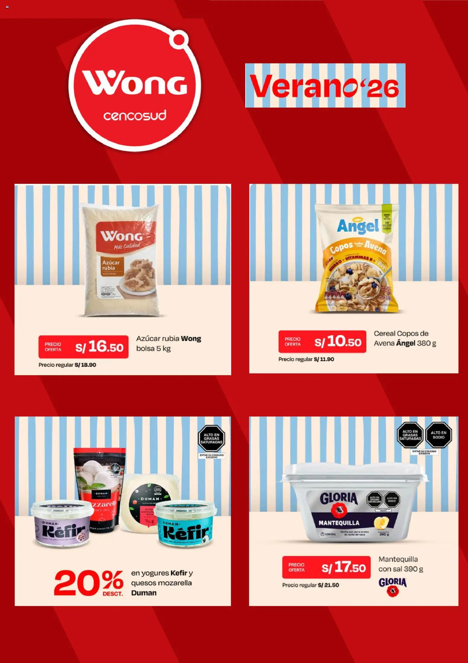 Catálogo Wong válido desde 02.03.2026 | Página: 2 | Productos: Leche, Mantequilla, Avena, Bolsa