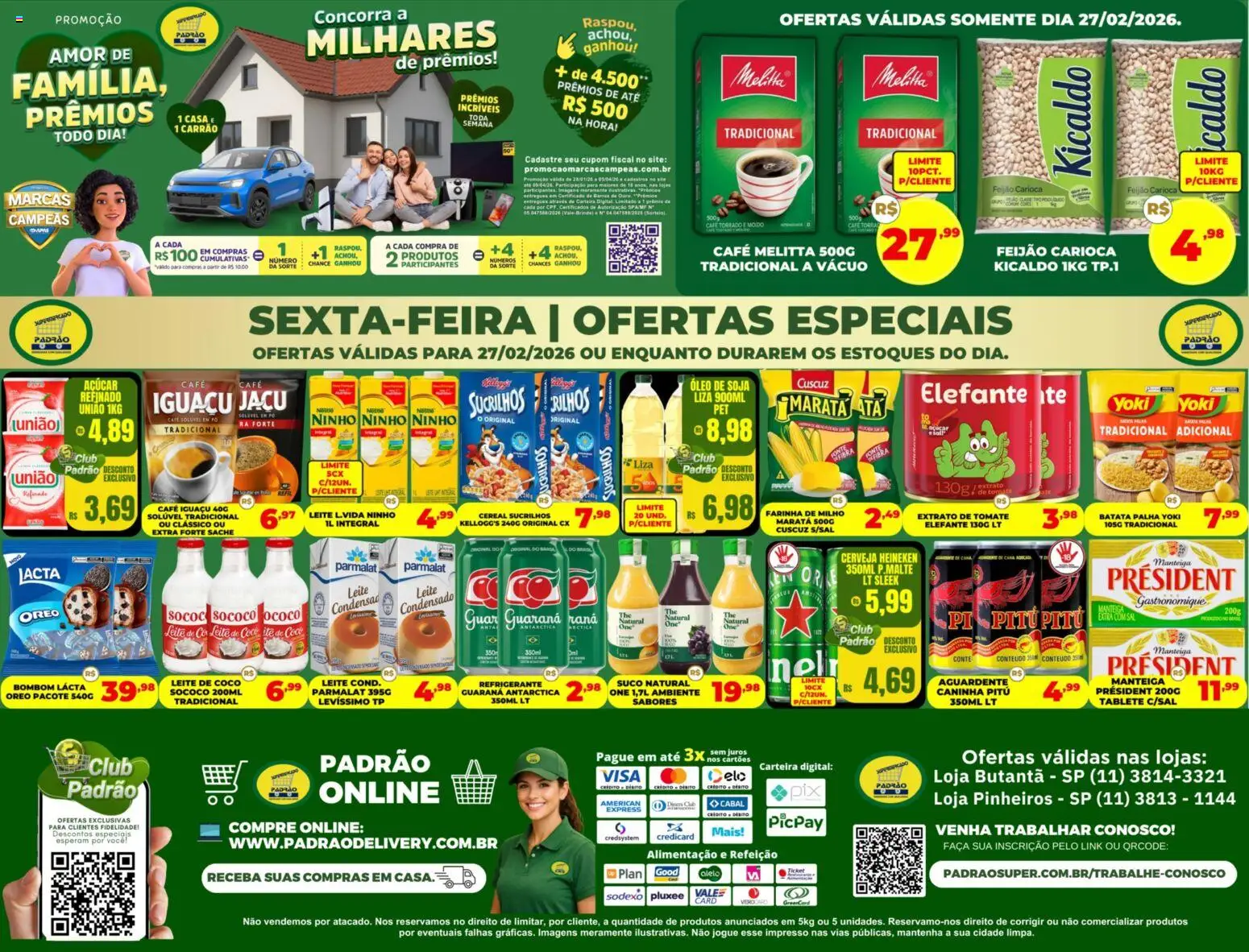 Supermercado Padrão Folheto - válido de 27.02.2026 | Página: 1 | Produtos: Coco, Manteiga, Café, Cerveja