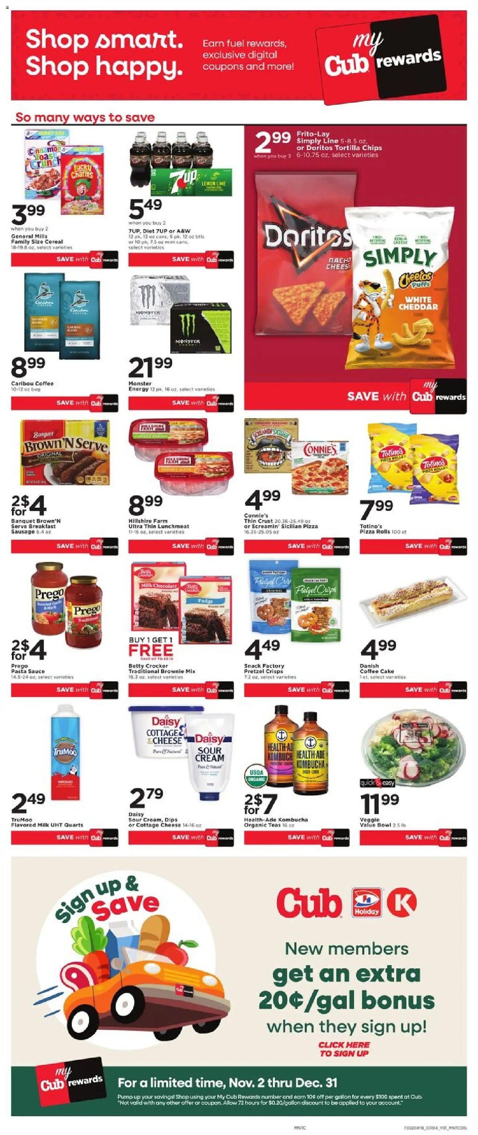 Cub Foods Weekly Ad - valid from 30.11.2025 | Page: 4 | Products: Milk, Cream, Sauce, Bag