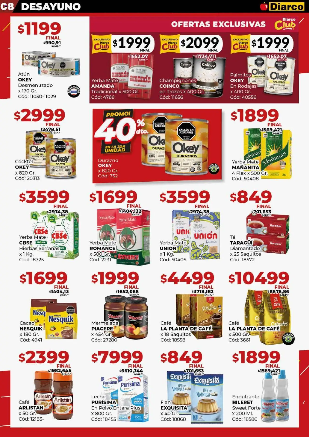 Diarco - Ofertas Pueblo Interior │ válido desde el 15.09.2025 | Página: 8 | Productos: Yerba, Palmitos, Café, Planta