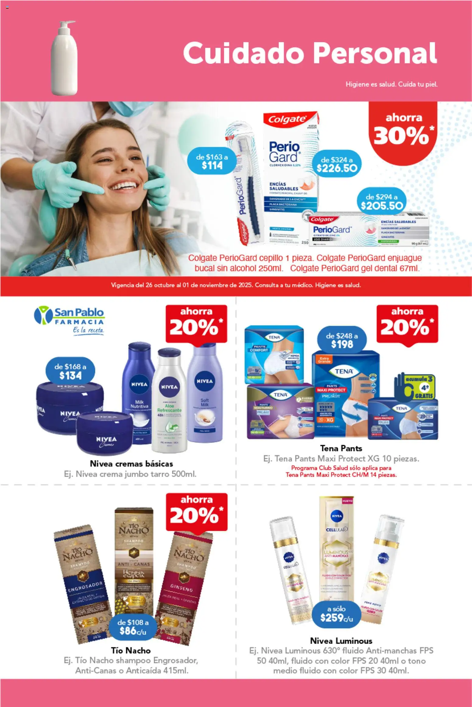 Nuevas ofertas de Farmacia San Pablo válidas en toda la República Mexicana desde el 26.10.2025. ¡Encuentra las mejores ofertas en Farmacia San Pablo catálogo! | Página: 10 | Productos: Enjuague bucal, Crema, Huevo, Pants