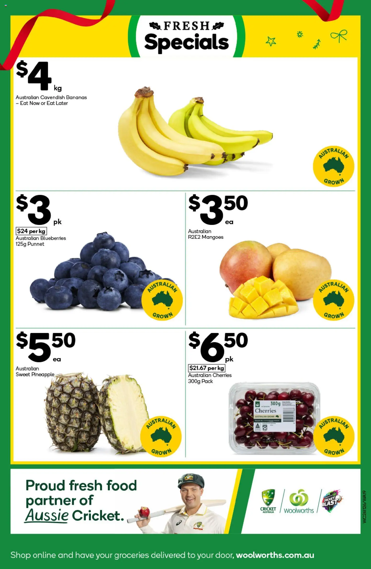 Woolworths catalogue - valid from 26.11.2025 | Page: 19 | Products: Cherries, Bananas, Pineapple, Blueberries