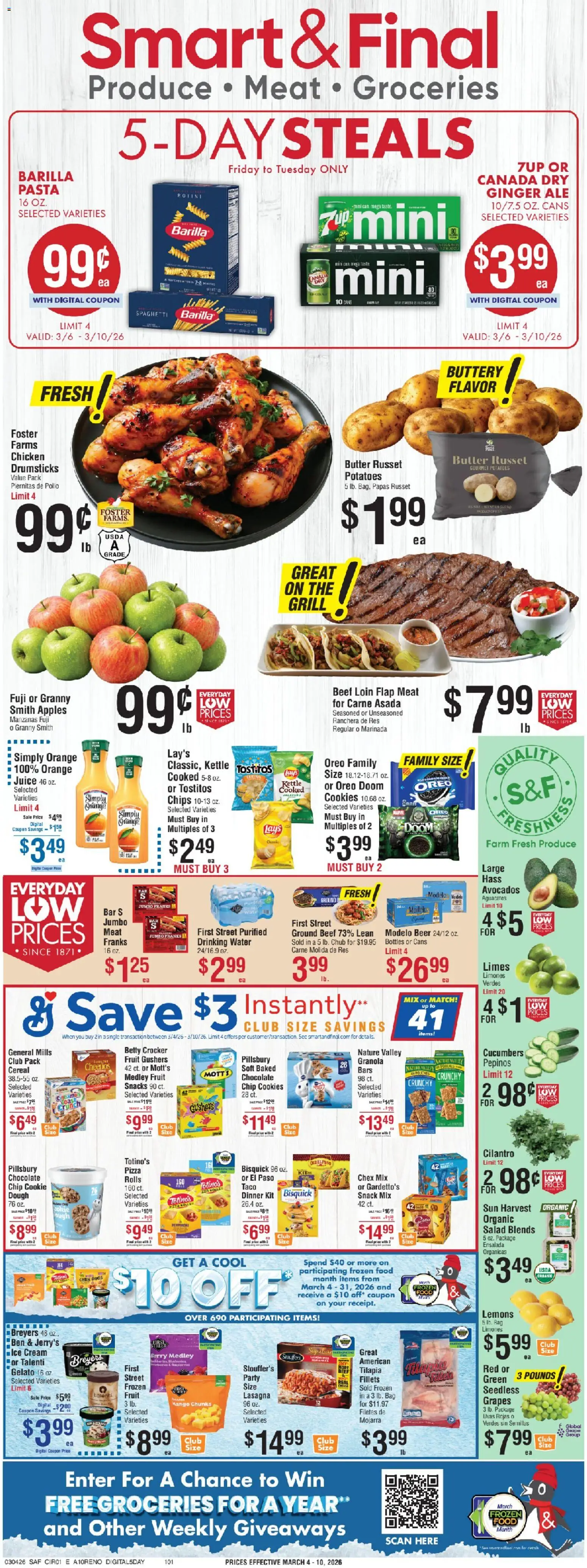 Smart & Final Smart & Final 5-days Steals - valid from 06.03.2026 | Page: 1 | Products: Ginger, Beer, Apples, Grapes