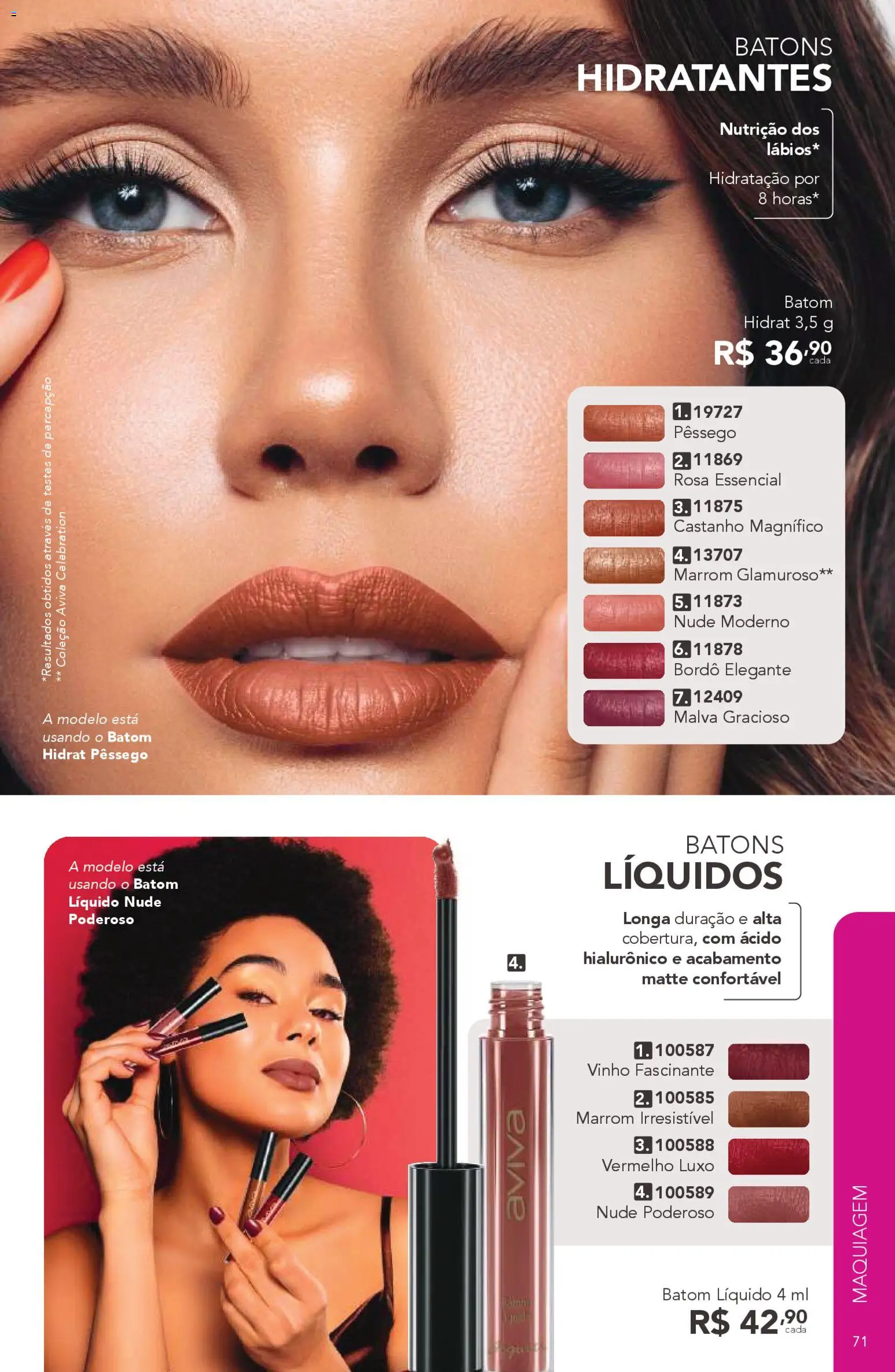 Jequiti Folheto - válido de 24.10.2025 | Página: 71 | Produtos: Pêssego, Maquiagem, Batom, Vinho