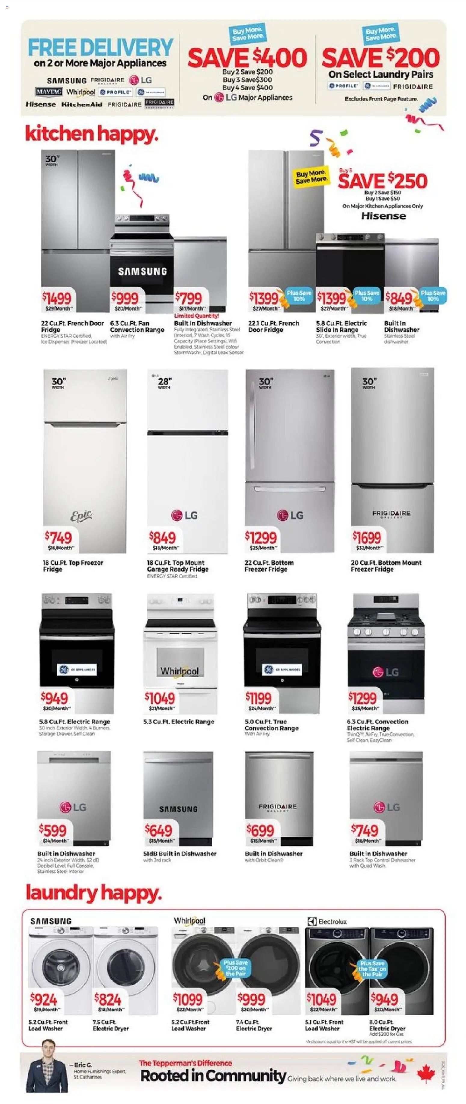 Tepperman's weekly flyer / circulaire flyer valid from 20.03.2026 | Page: 9 | Products: Freezer, Dryer, Dishwasher, Fan
