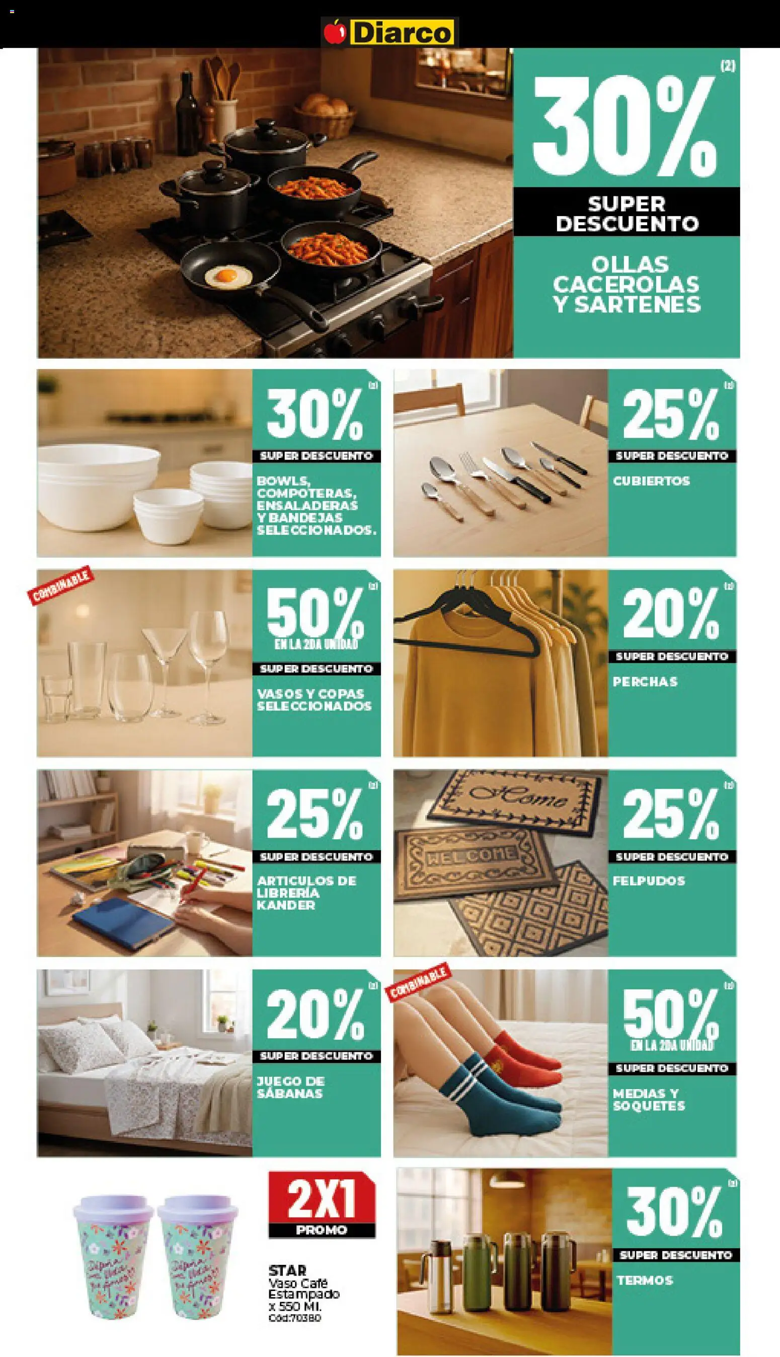 Diarco - Ofertas  │ válido desde el 24.11.2025 | Página: 20 | Productos: Sabanas, Medias, Café, Vasos