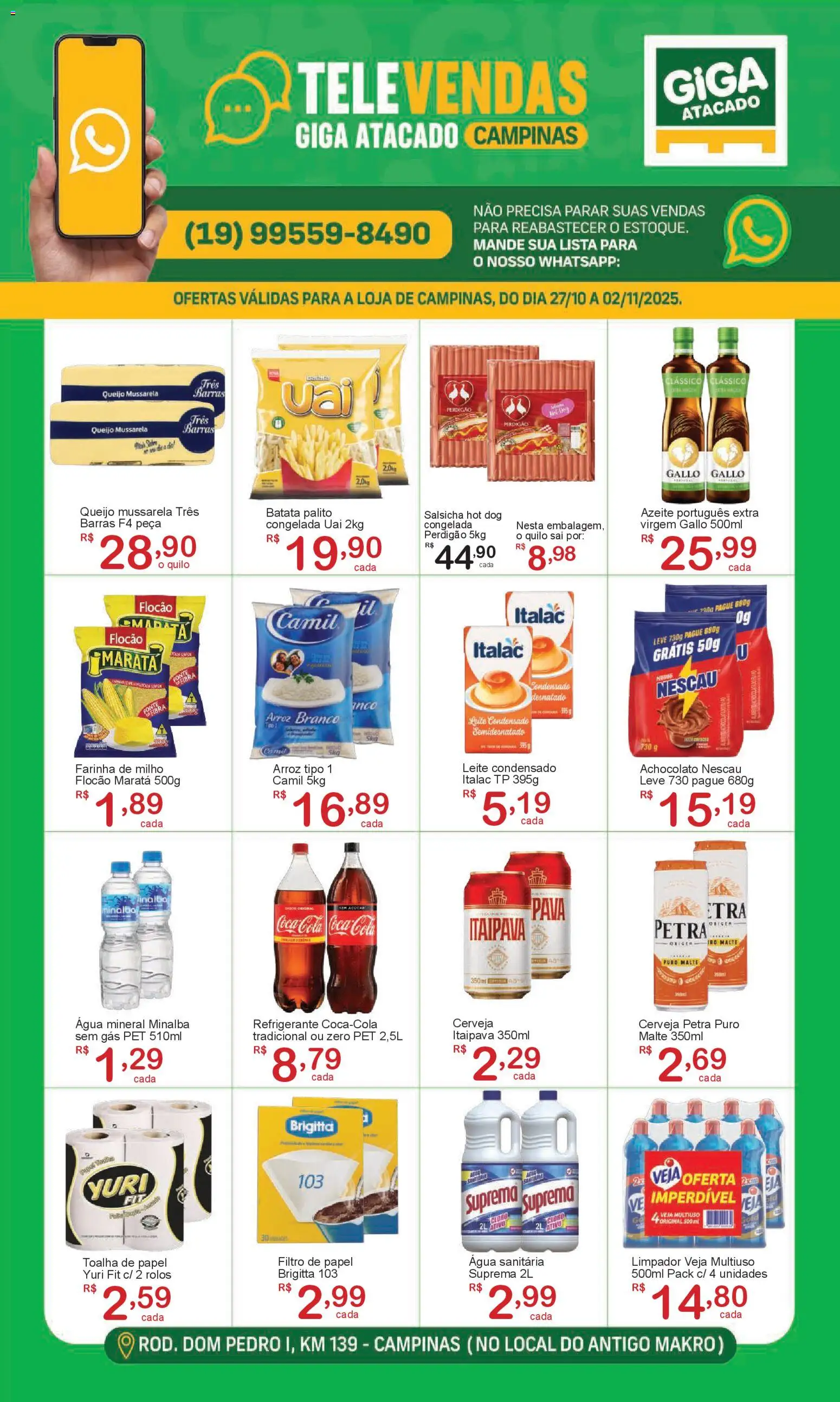 GIGA Atacado Folheto - válido de 27.10.2025 | Página: 1 | Produtos: Leite, Refrigerante, Batata, Água sanitária