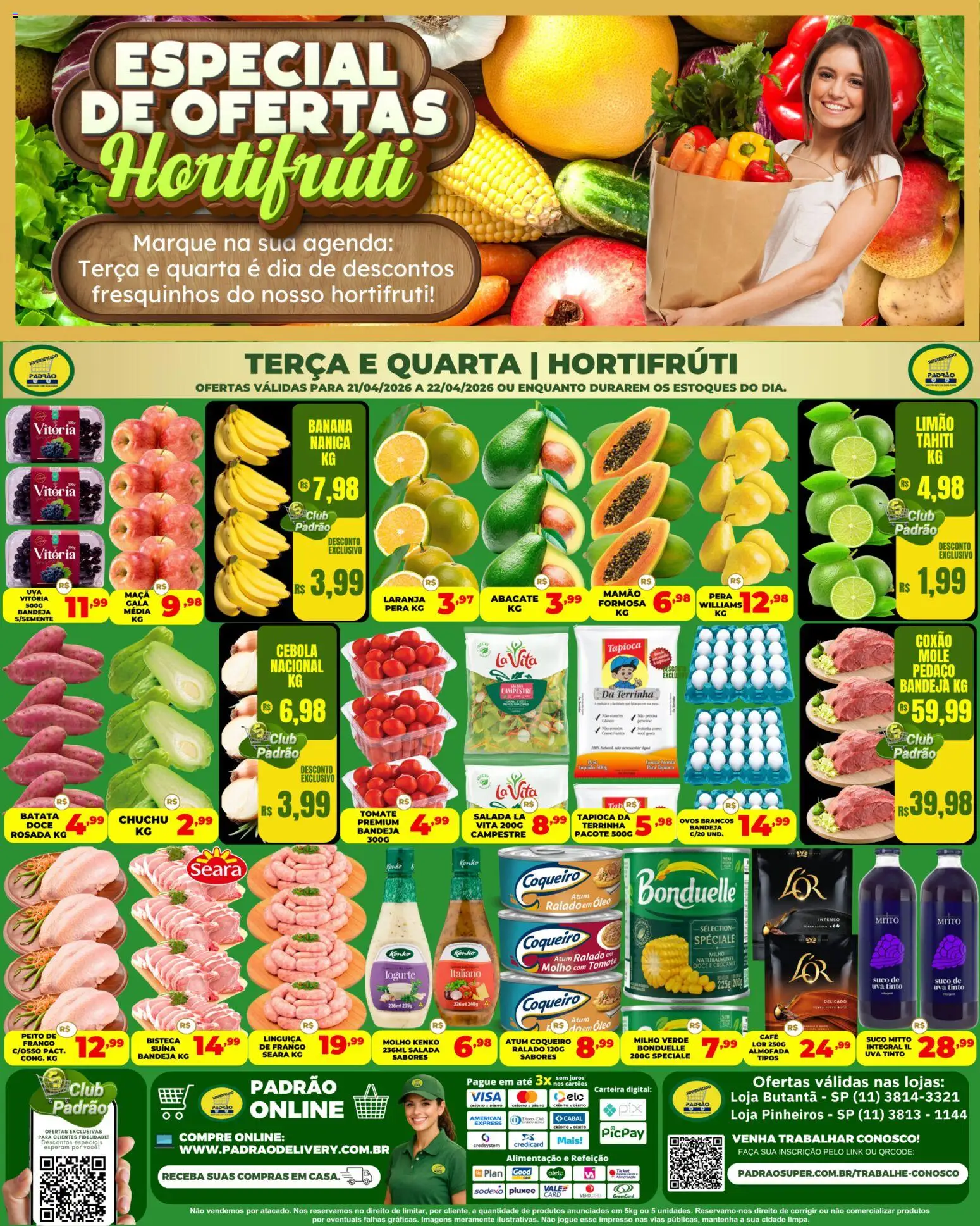 Supermercado Padrão Folheto - válido de 21.04.2026 | Página: 1 | Produtos: Pera, Cebola, Salada, Bandeja
