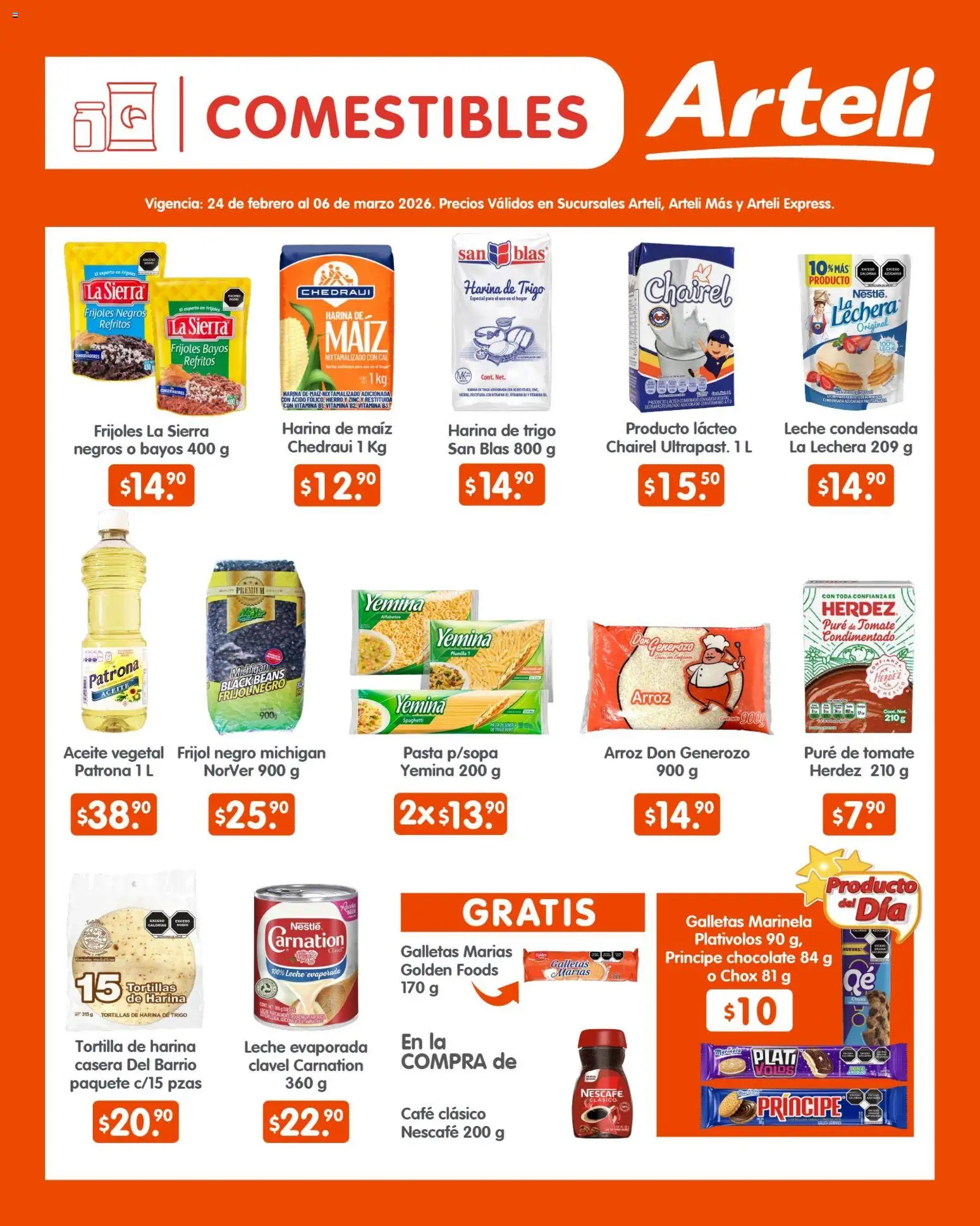 Nuevas ofertas de Arteli válidas en toda la República Mexicana desde el 24.02.2026. ¡Encuentra las mejores ofertas en Arteli folleto Quincenal! | Página: 5 | Productos: Aceite, Chocolate, Pure de Tomate, Galletas