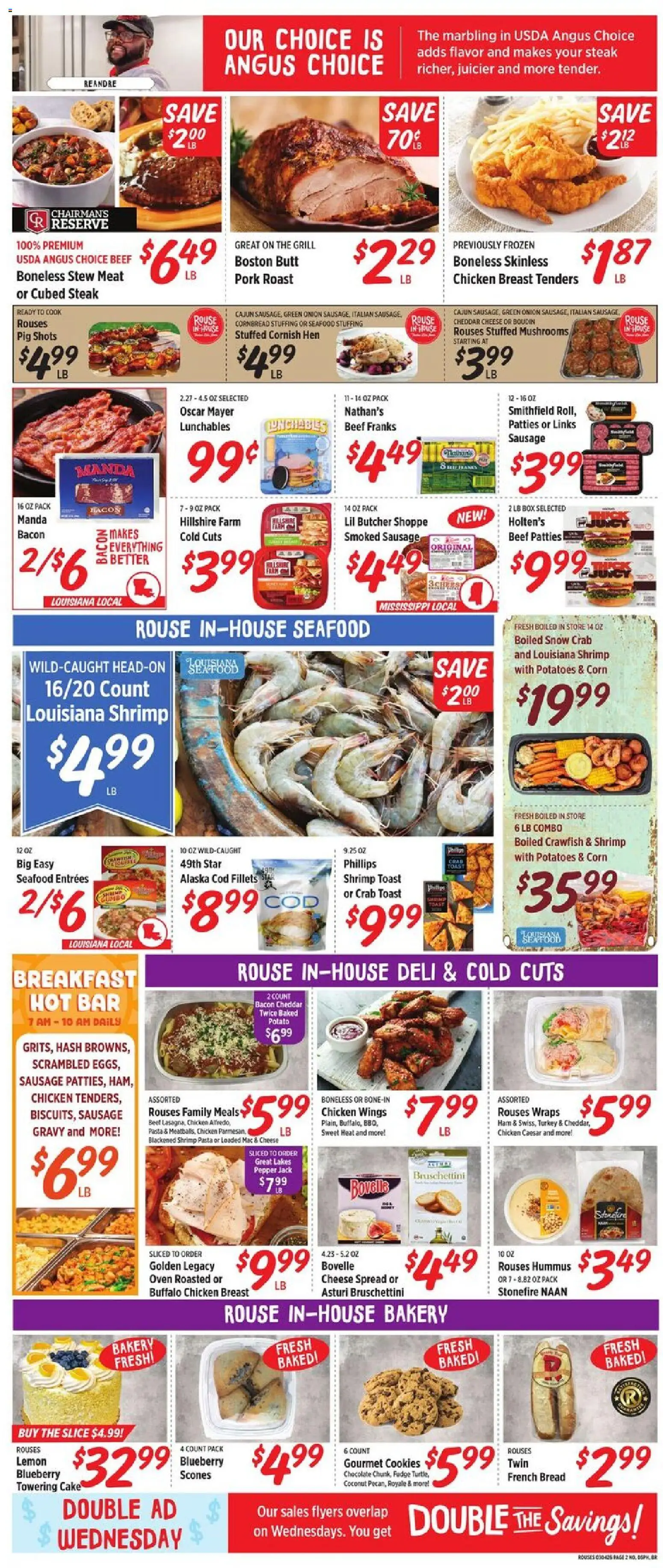 Rouses Weekly Ad - LA - valid from 04.03.2026 | Page: 5 | Products: Mushrooms, Cheese, Pasta, Sausage
