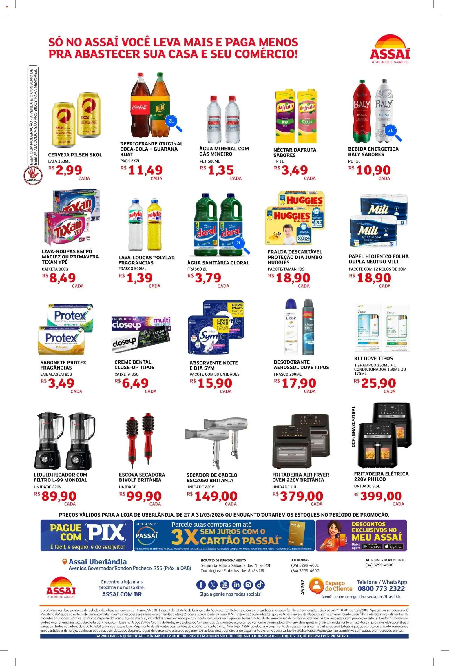 Assaí Atacadista Folheto - válido de 27.03.2026 | Página: 2 | Produtos: Desodorante, Fritadeira elétrica, Cola, Base