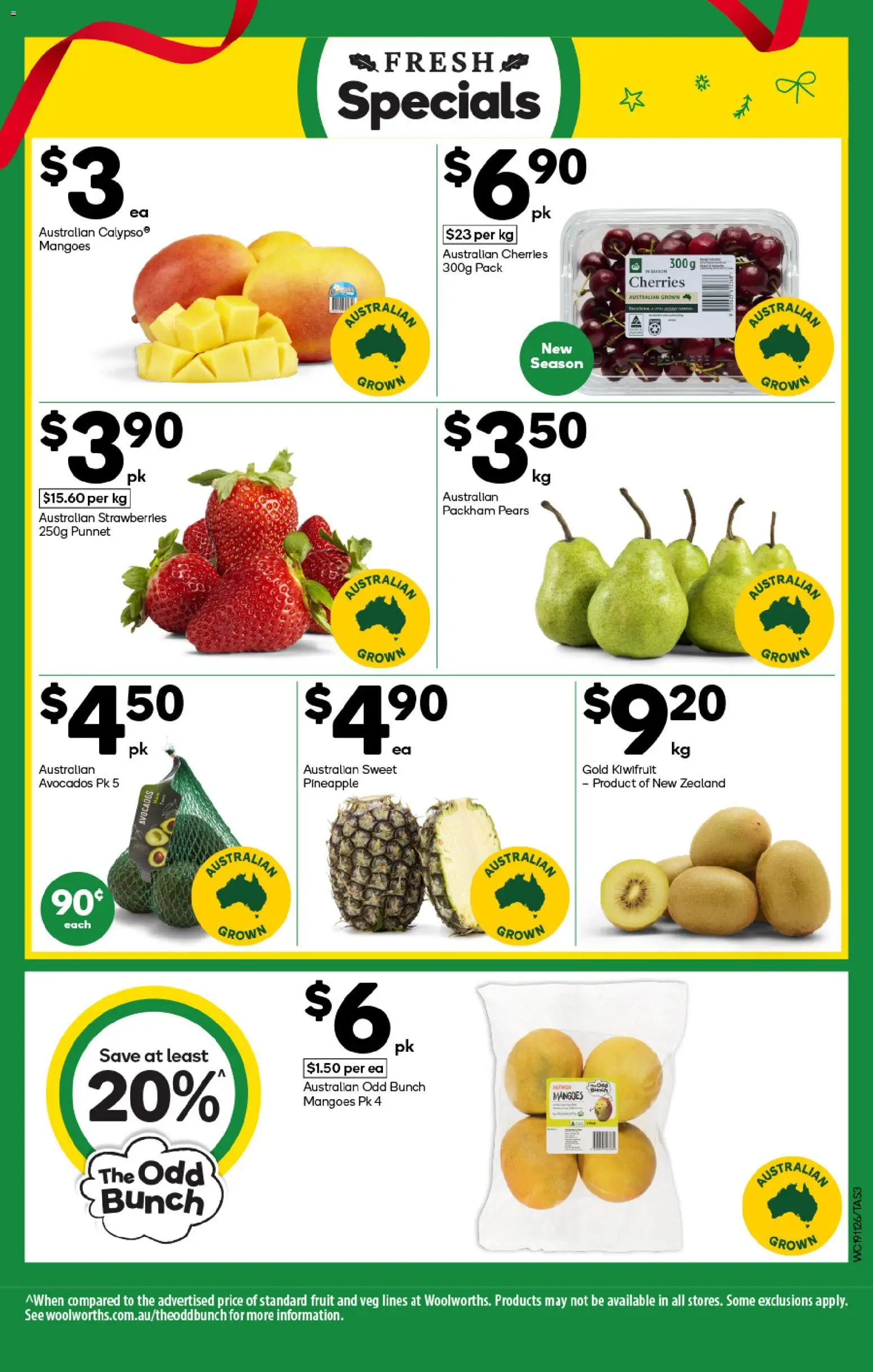 Woolworths catalogue - valid from 19.11.2025 | Page: 3 | Products: Cherries, Pineapple, Strawberries, Kiwifruit