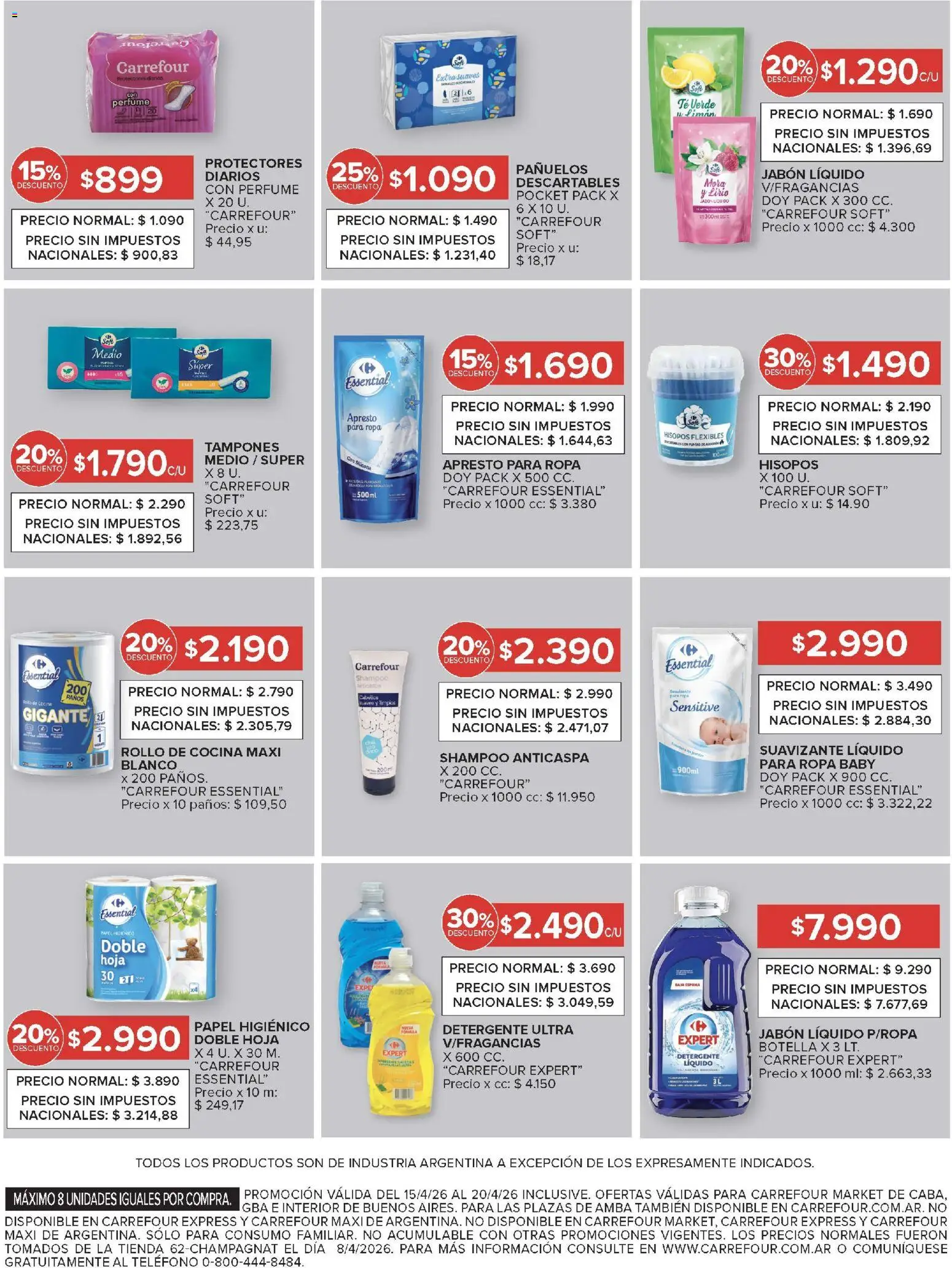 Carrefour ofertas │ válido desde el 15.04.2026 | Página: 32 | Productos: Cocina, Shampoo, Espuma, Protectores diarios