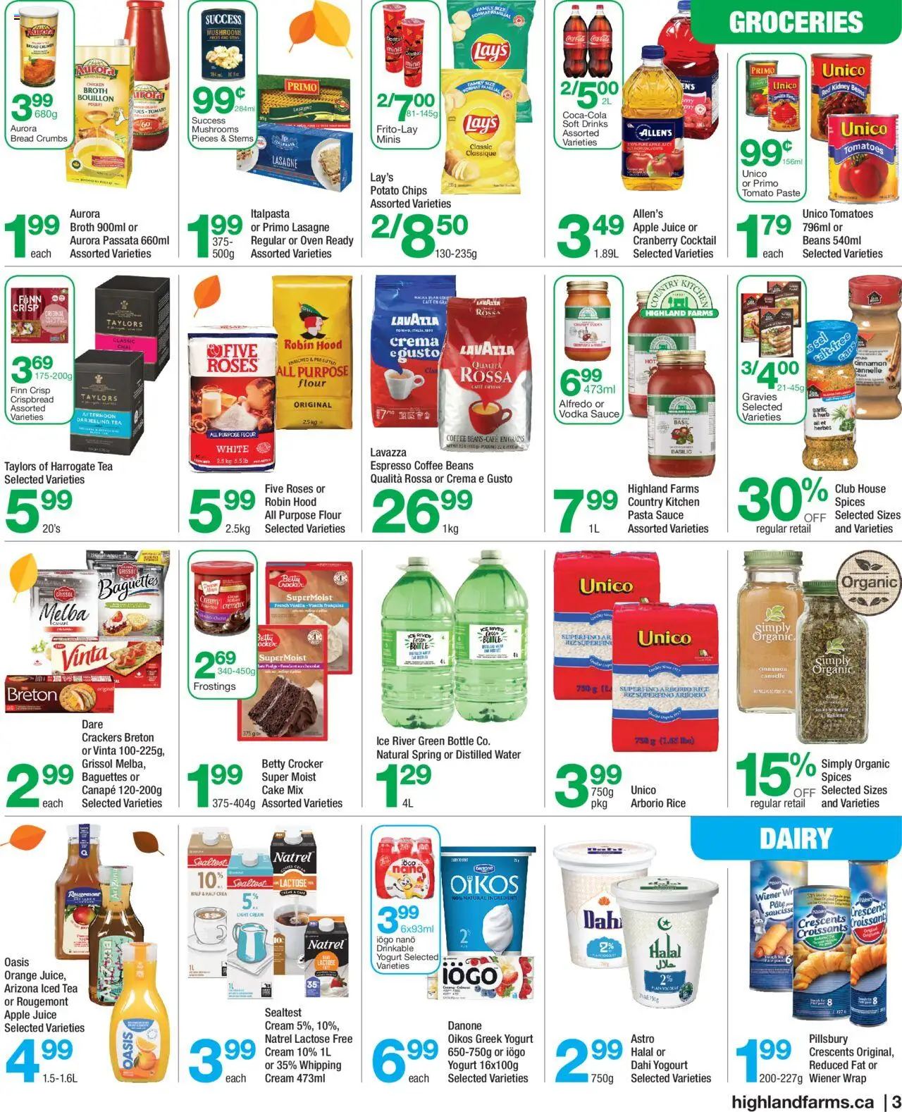 Highland Farms flyer valid from 02.10.2025 | Page: 3 | Products: Rice, Vodka, Juice, Chicken
