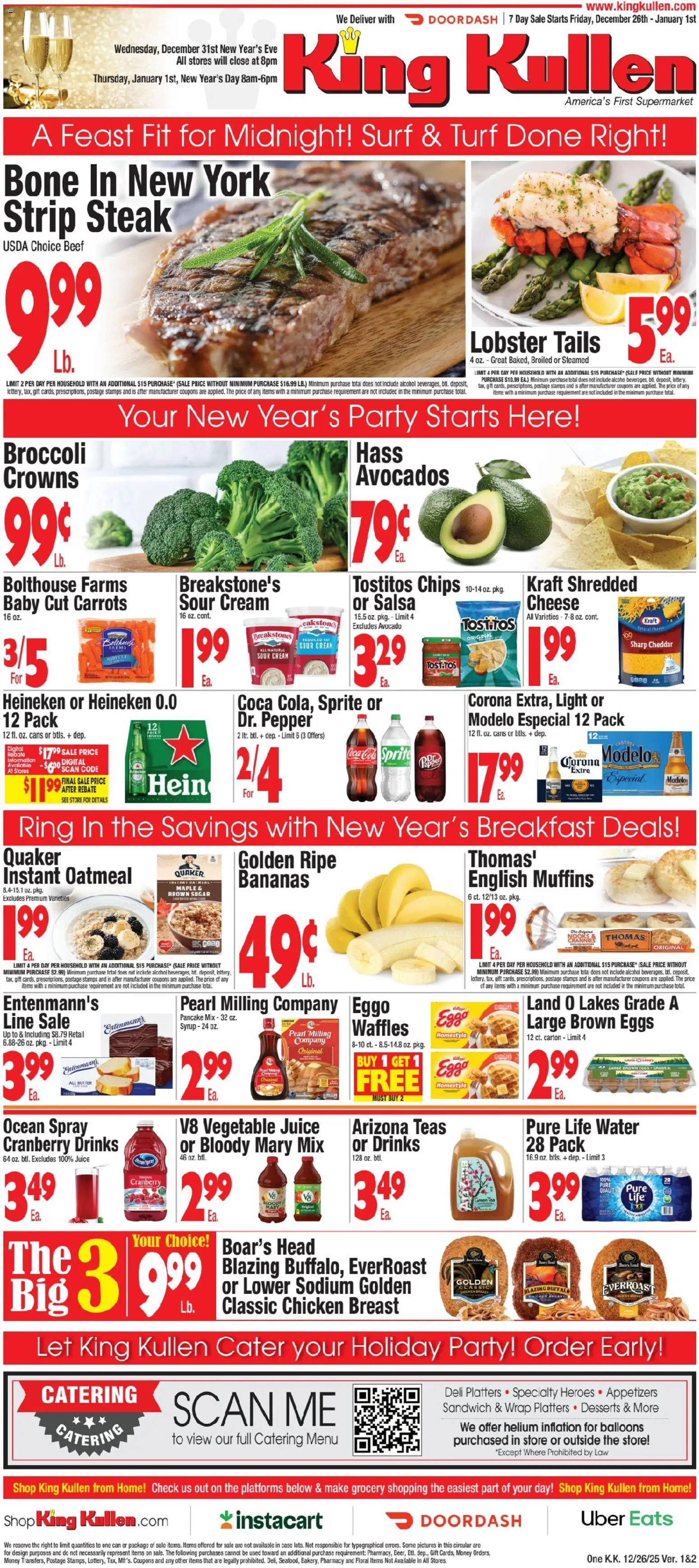 King Kullen Weekly Ad - valid from 25.12.2025 | Page: 1 | Products: Bananas, Chips, Cream, Water