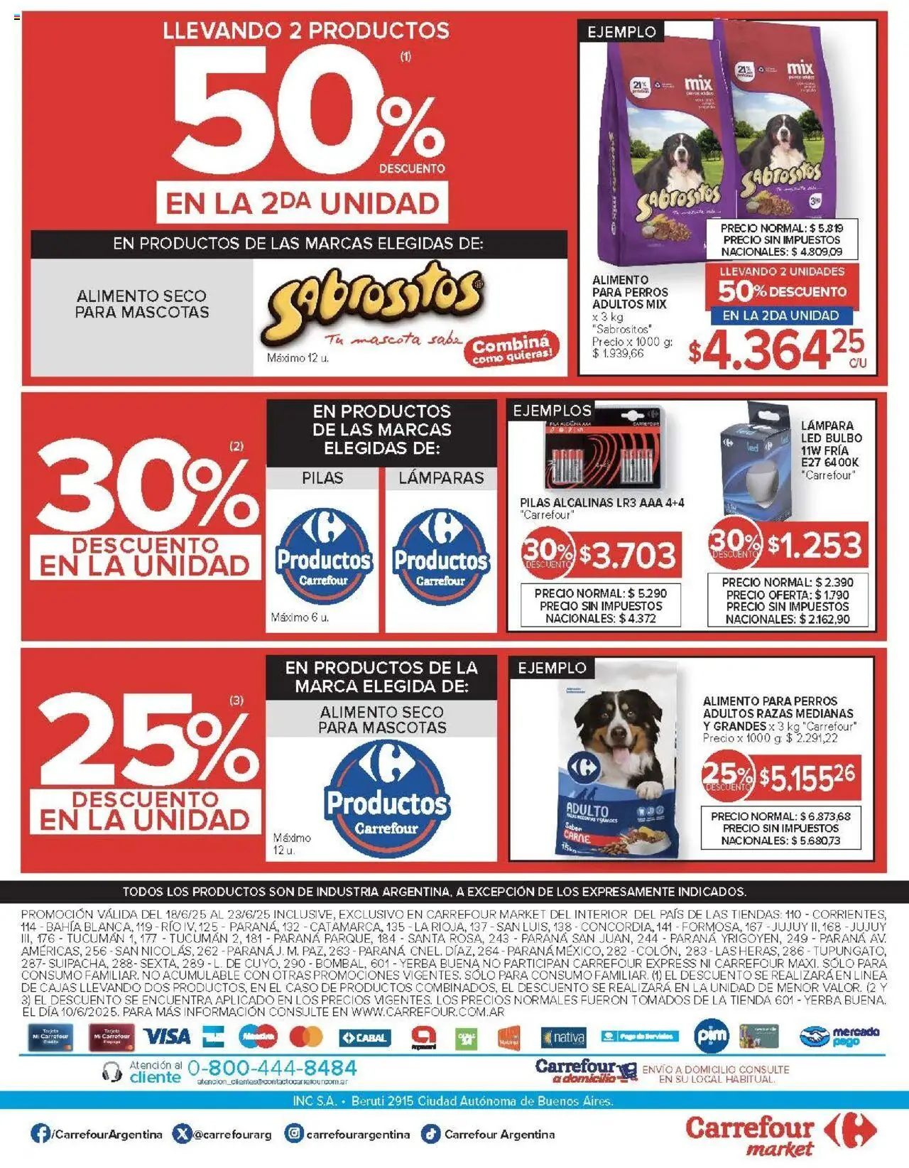Carrefour ofertas │ válido desde el 18.06.2025 | Página: 44 | Productos: Caso, Pilas, Yerba, Lámpara