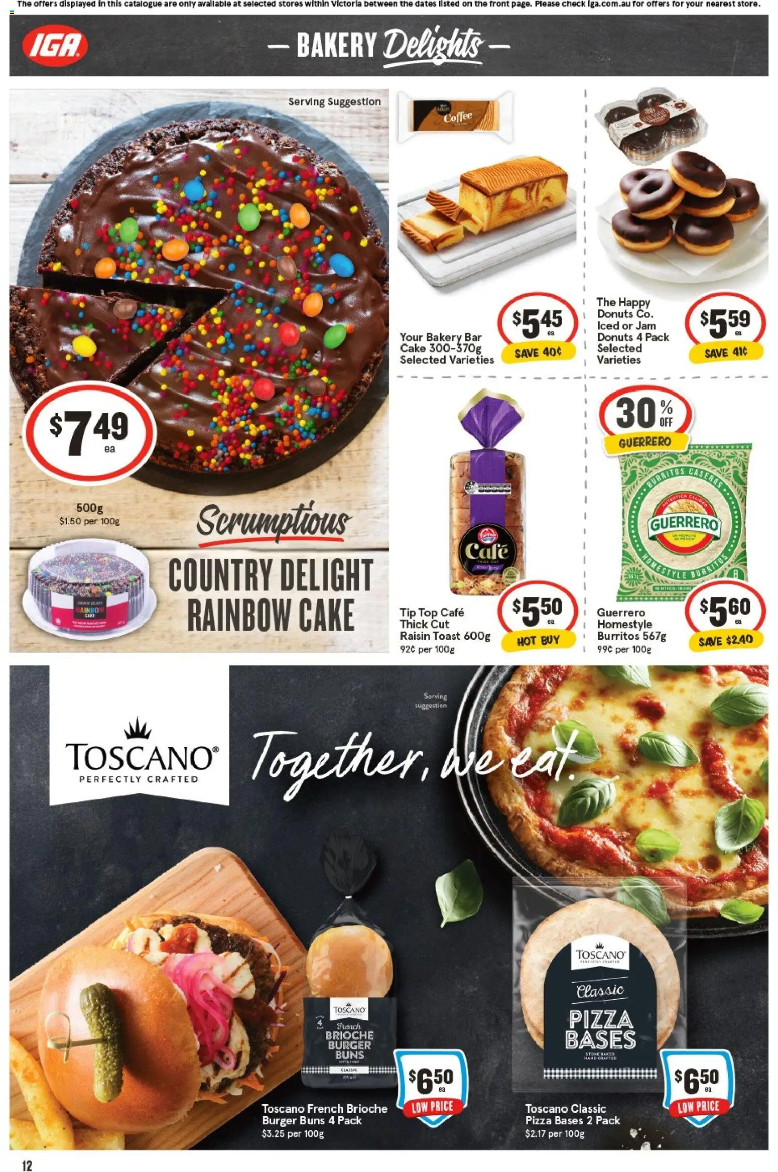 IGA catalogue - valid from 05.11.2025 | Page: 12 | Products: Donuts, Coffee, Pizza, Bakery