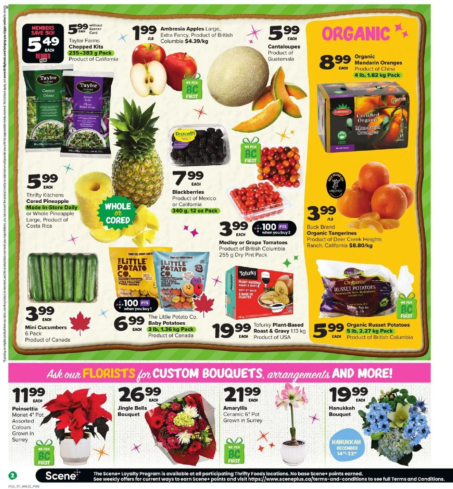 Thrifty Foods flyer valid from 04.12.2025 | Page: 3 | Products: Pineapple, Tangerines, Apples, Tomatoes
