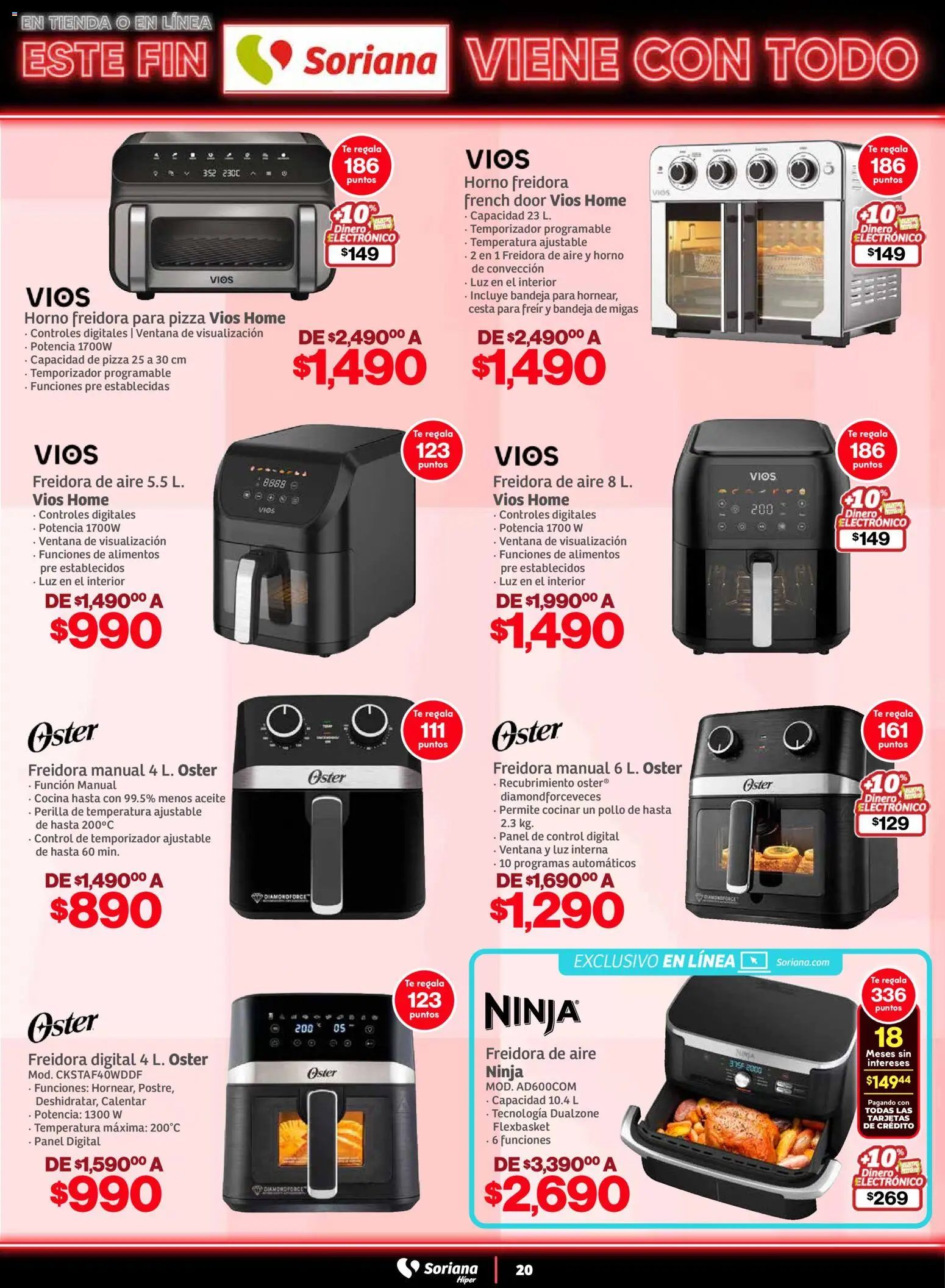 Nuevas ofertas de Soriana válidas en toda la República Mexicana desde el 05.11.2025. ¡Encuentra las mejores ofertas en Soriana - Este fin Soriana viene con todo Súper Nacional! | Página: 20 | Productos: Pollo, Freidora de aire, Cocina, Té