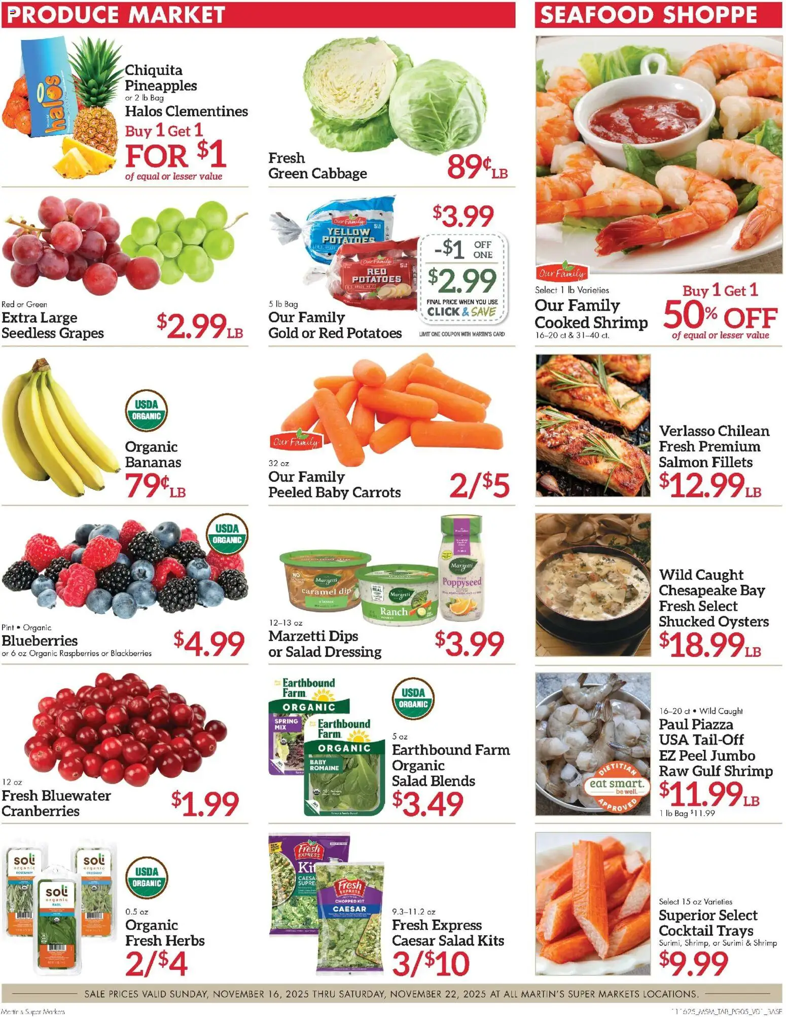 Martin’s Weekly Ad - valid from 16.11.2025 | Page: 5 | Products: Salad, Seafood, Grapes, Bag