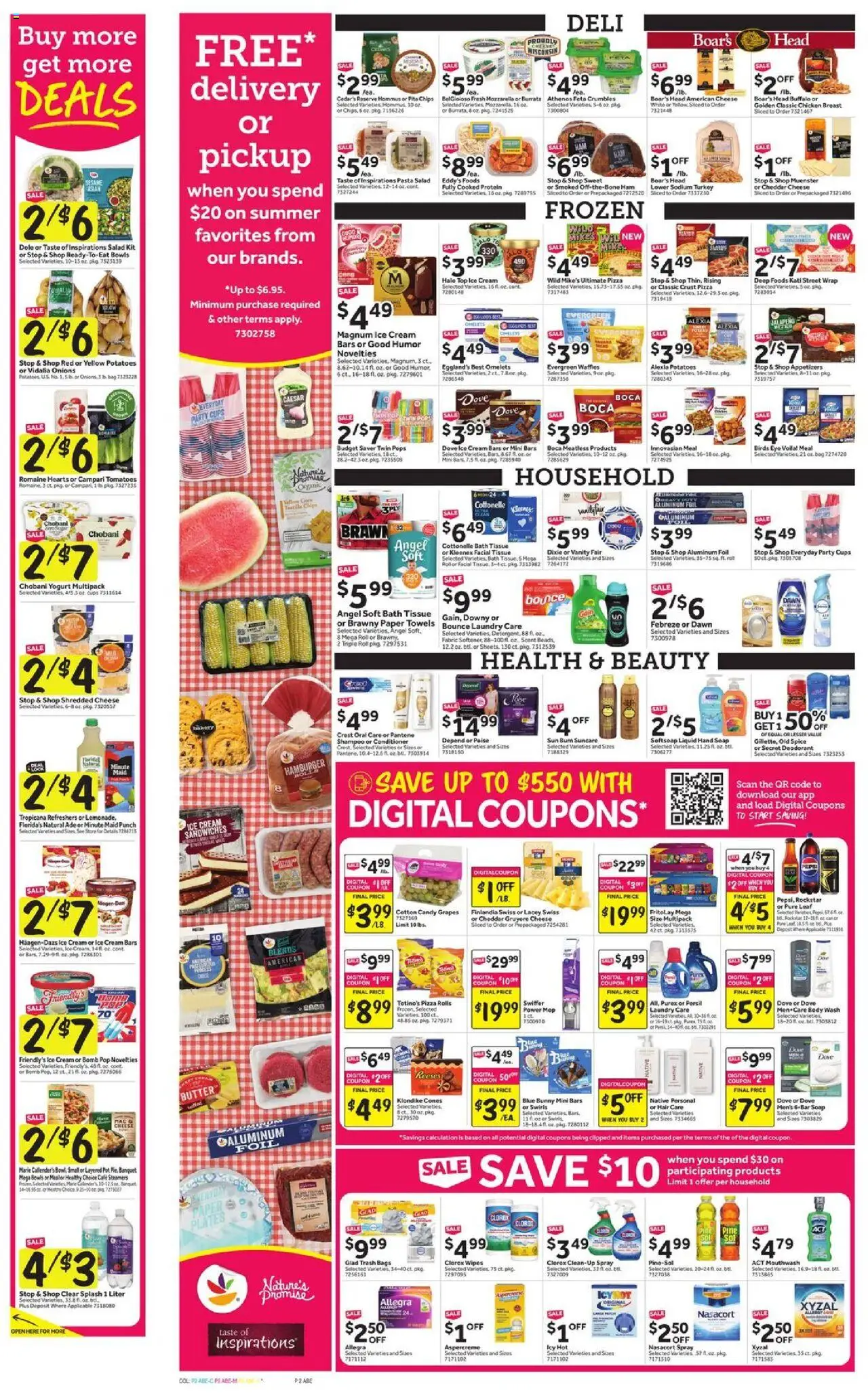 Stop & Shop Weekly Ad - valid from 01.08.2025 | Page: 4 | Products: Romaine, Pizza, Body Wash, Bag