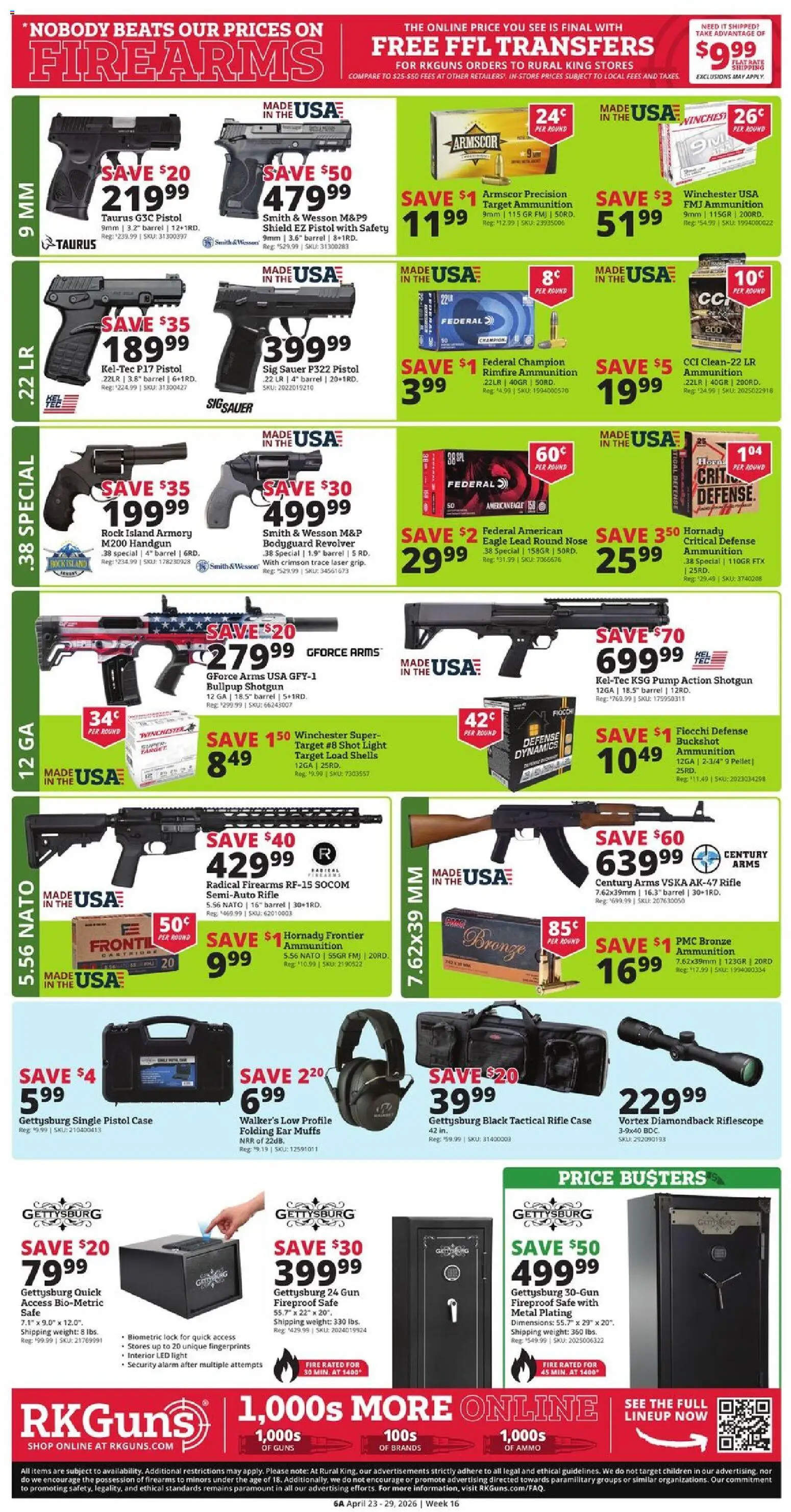 Rural King Weekly Ad - valid from 23.04.2026 | Page: 6 | Products: Safe, Pump, Gun, Rimfire