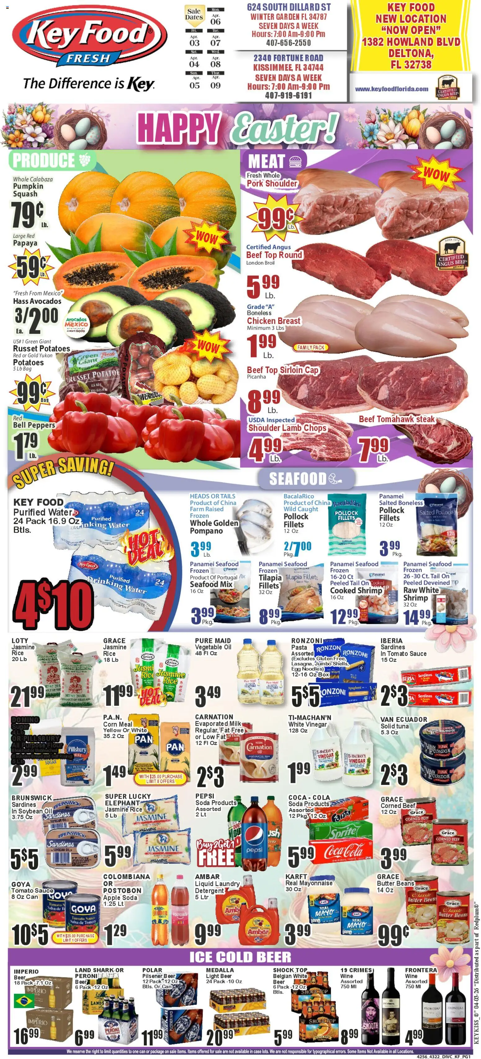Key Food Weekly Ad - valid from 03.04.2026 | Page: 1 | Products: Green Tea, Box, Milk, Bag