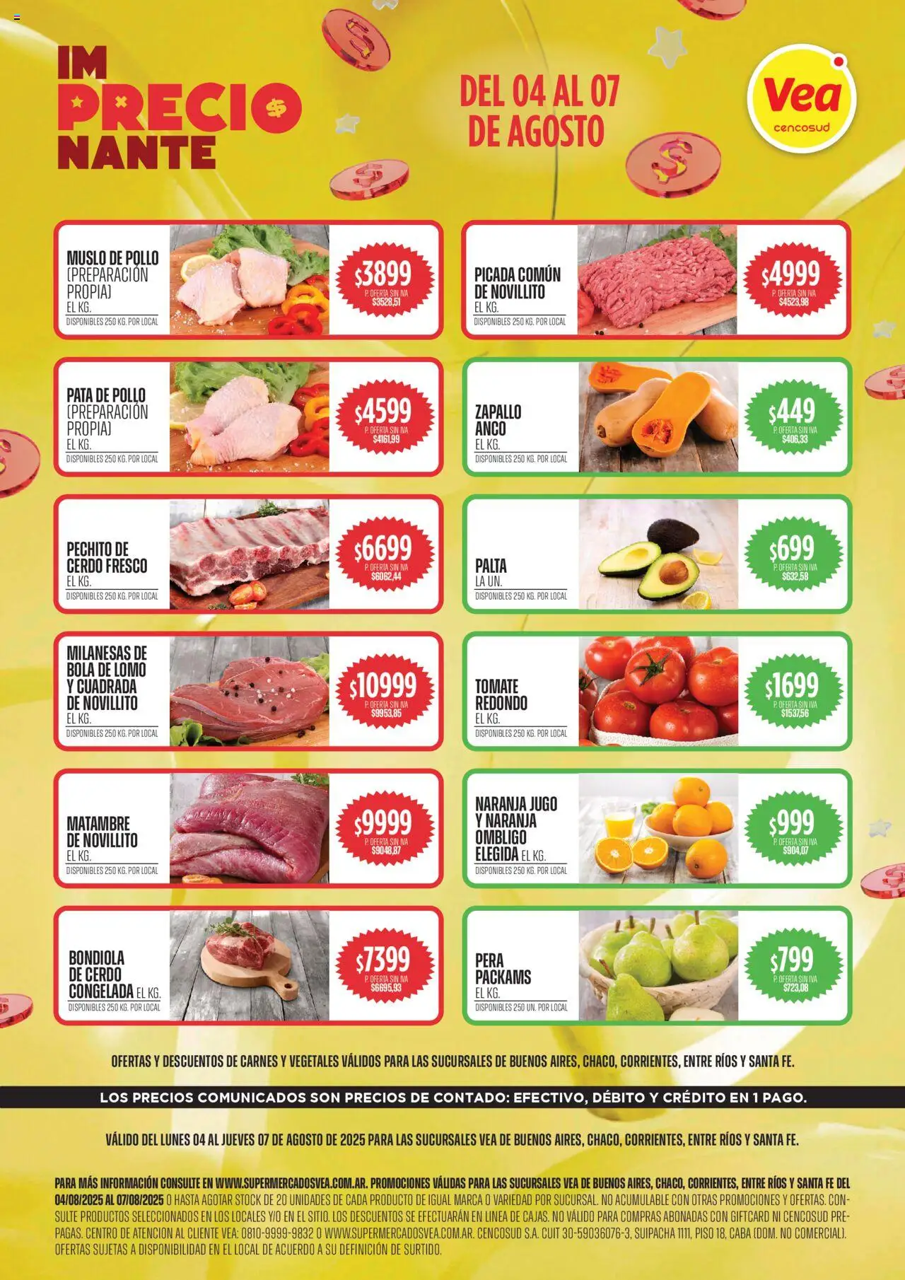 Vea ofertas │ válido desde el 04.08.2025 | Página: 1 | Productos: Pollo, Pera, Palta, Cerdo